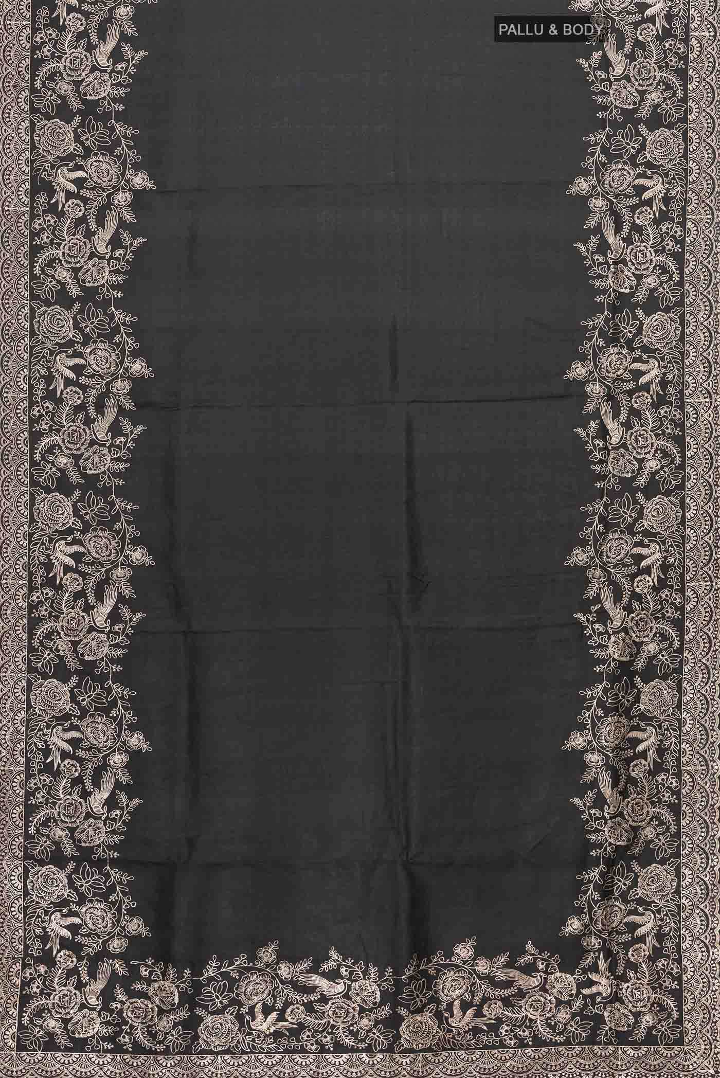Black Tussar Silk Saree