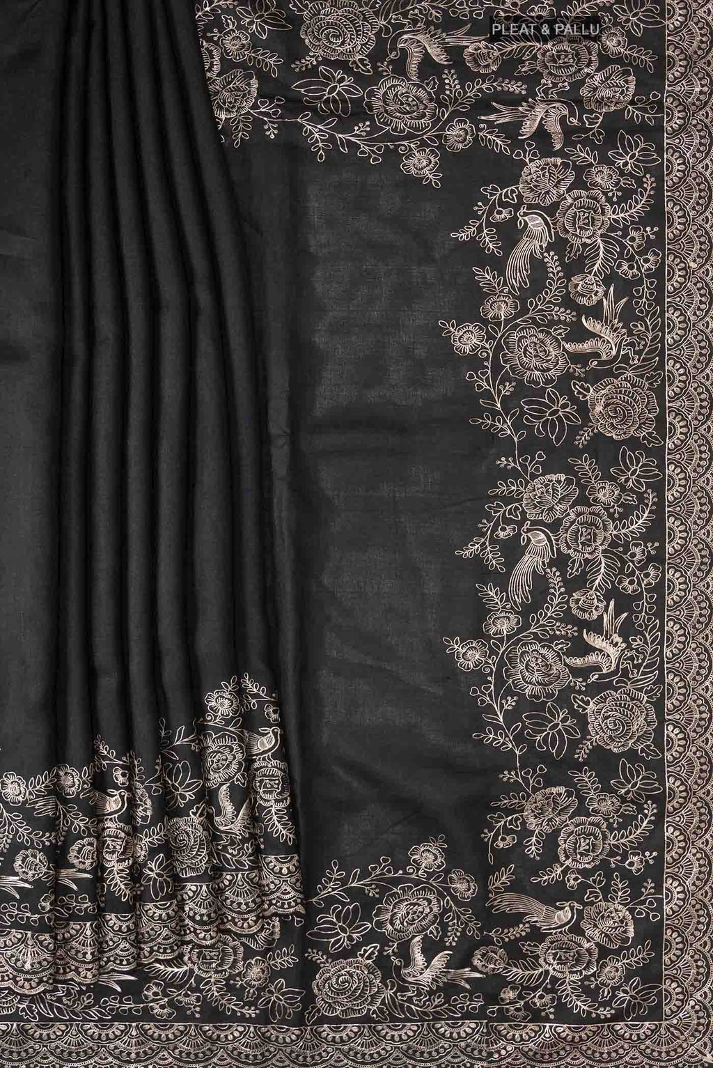 Black Tussar Silk Saree