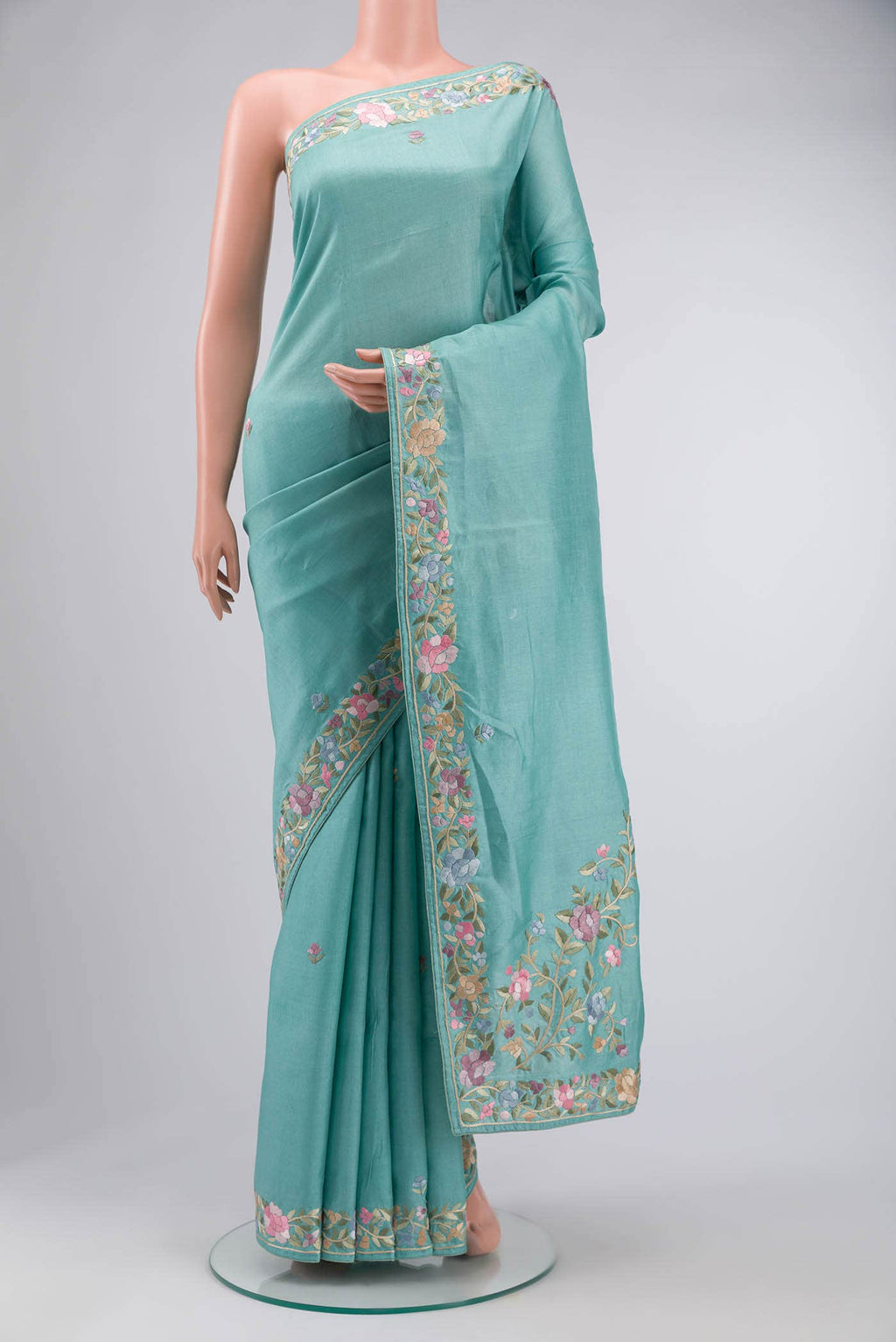 Blue Tussar Silk Saree