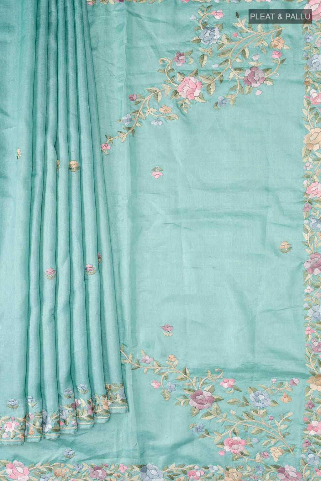 Blue Tussar Silk Saree