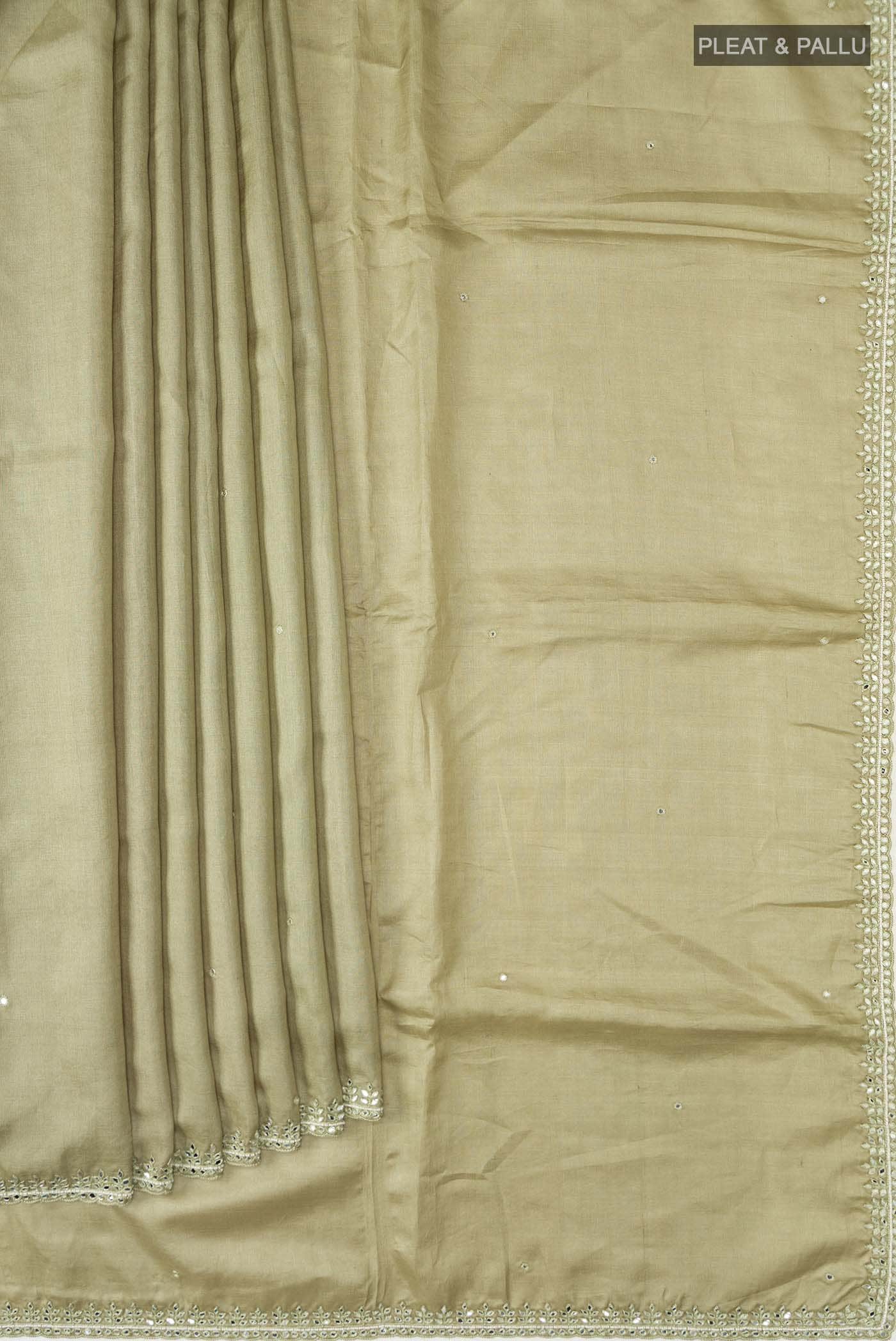 Sage Green Tussar Silk Saree