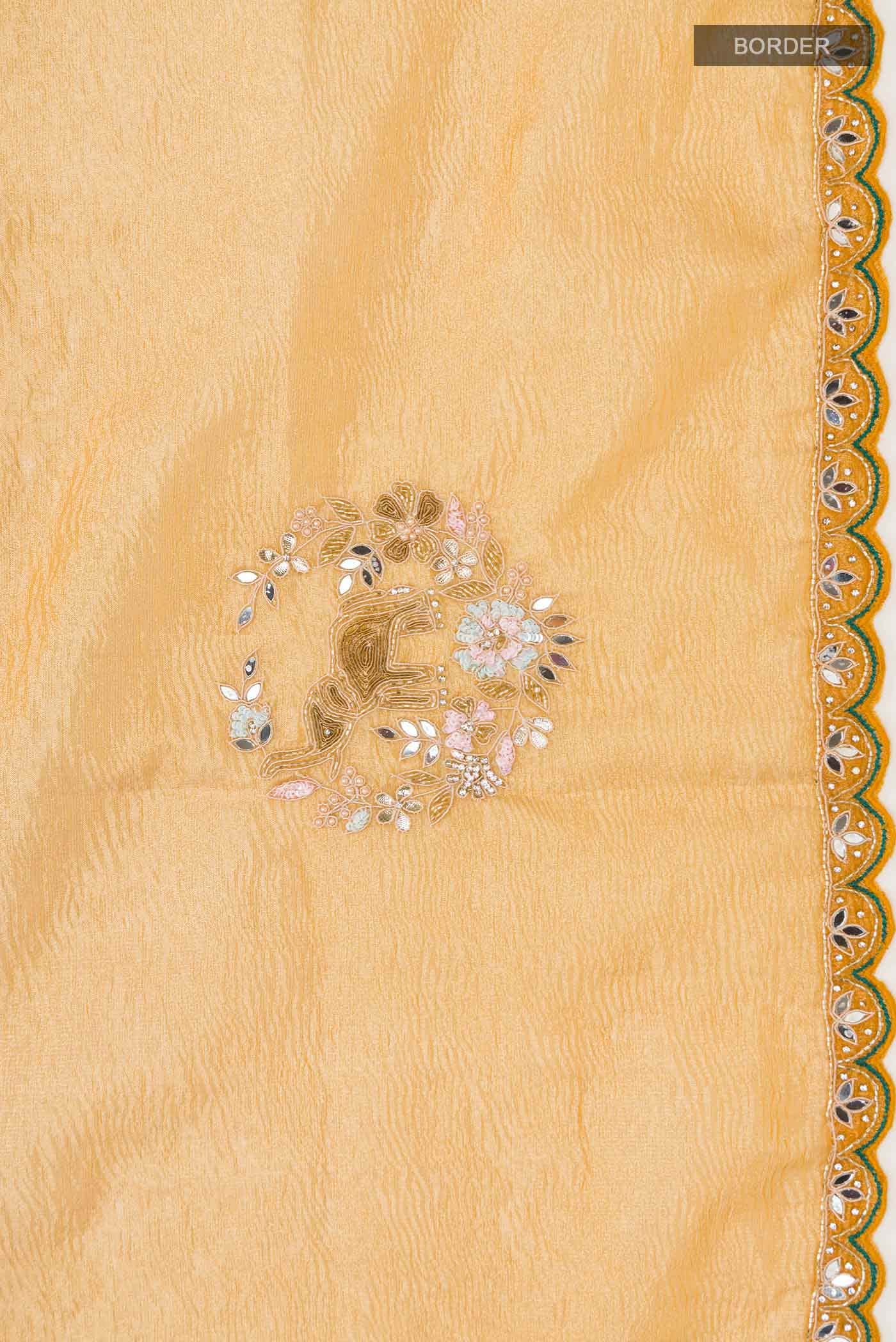 Yellow Tussar Silk Saree