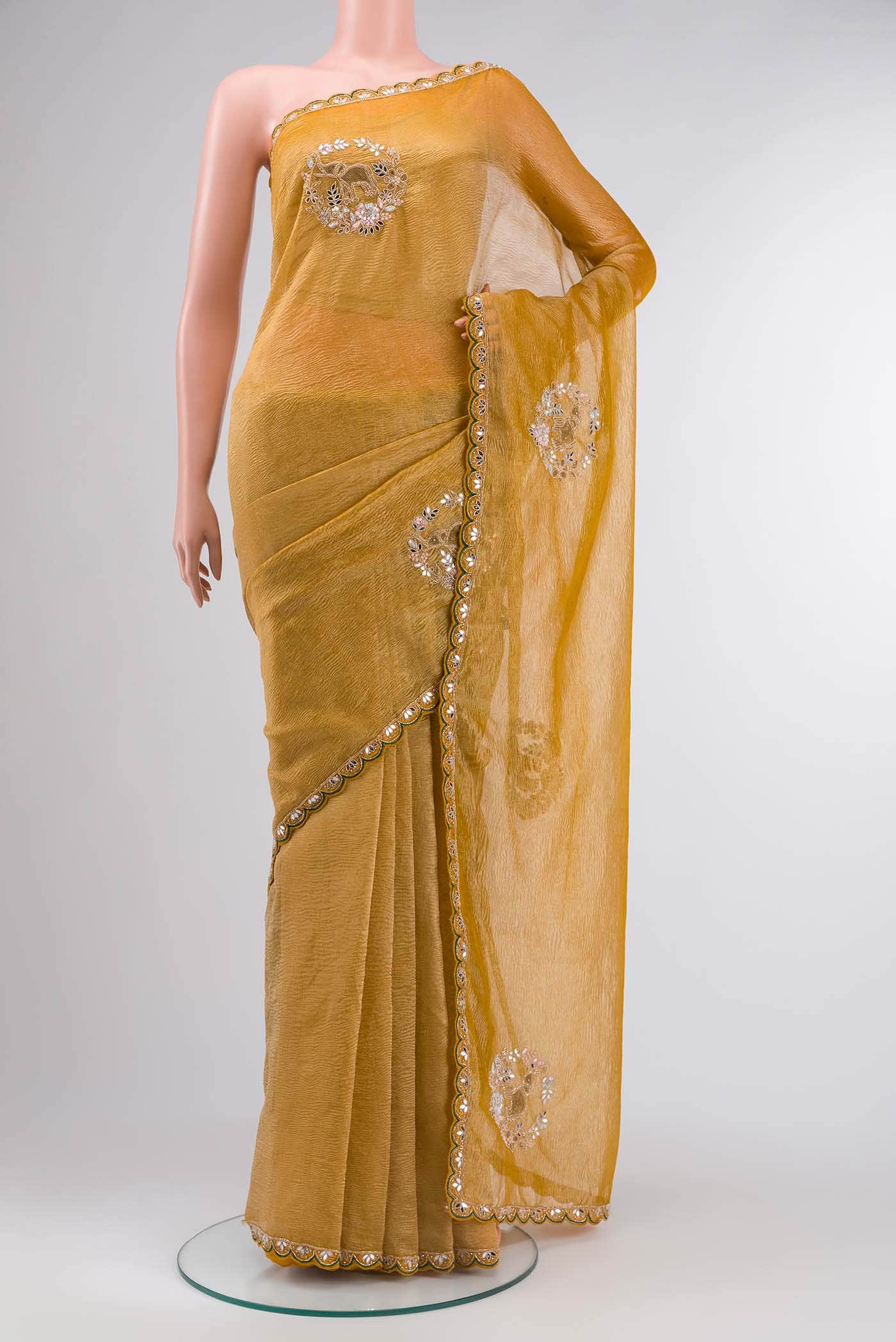 Yellow Tussar Silk Saree
