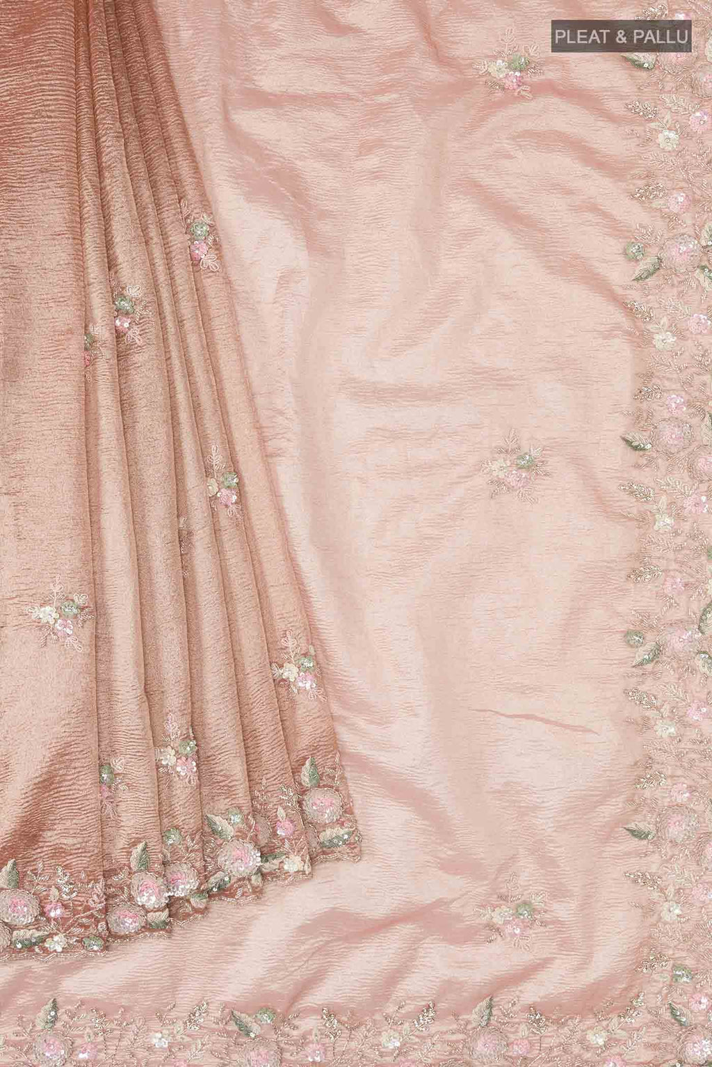 Peach Tissue Silk Saree