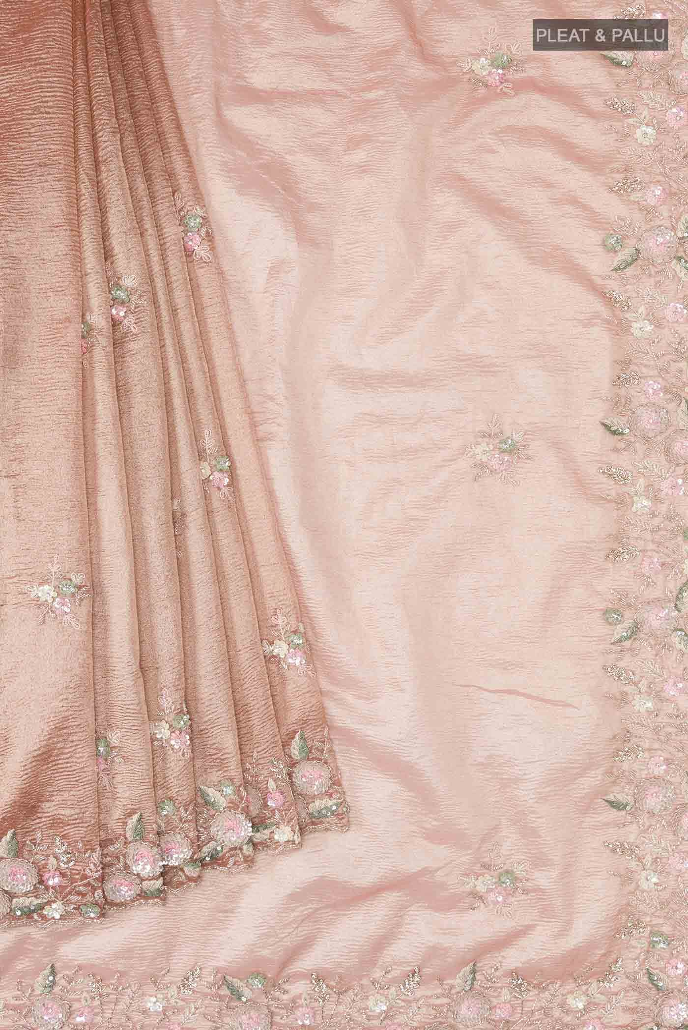 Peach Tissue Silk Saree