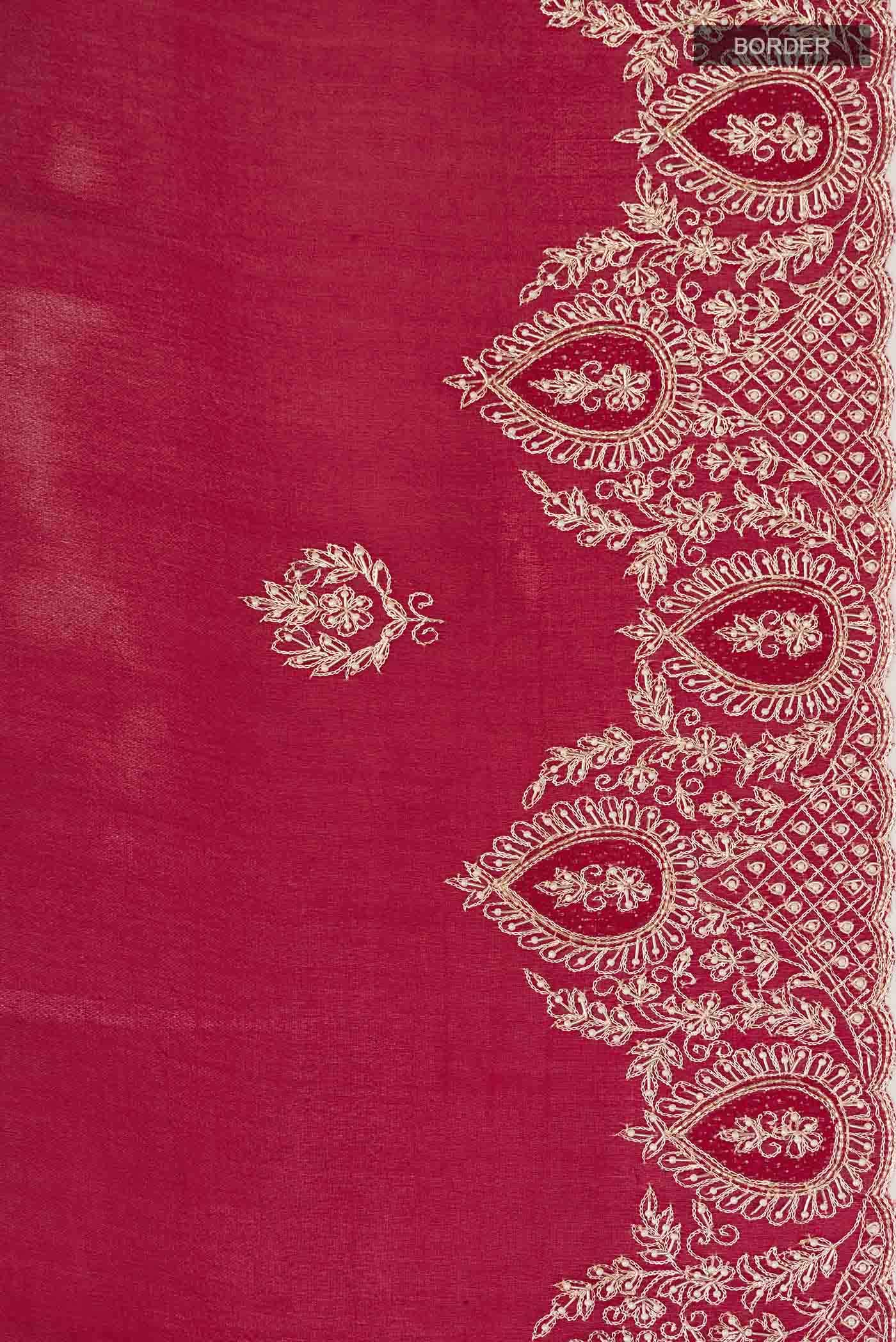 Maroon Organza Silk Saree
