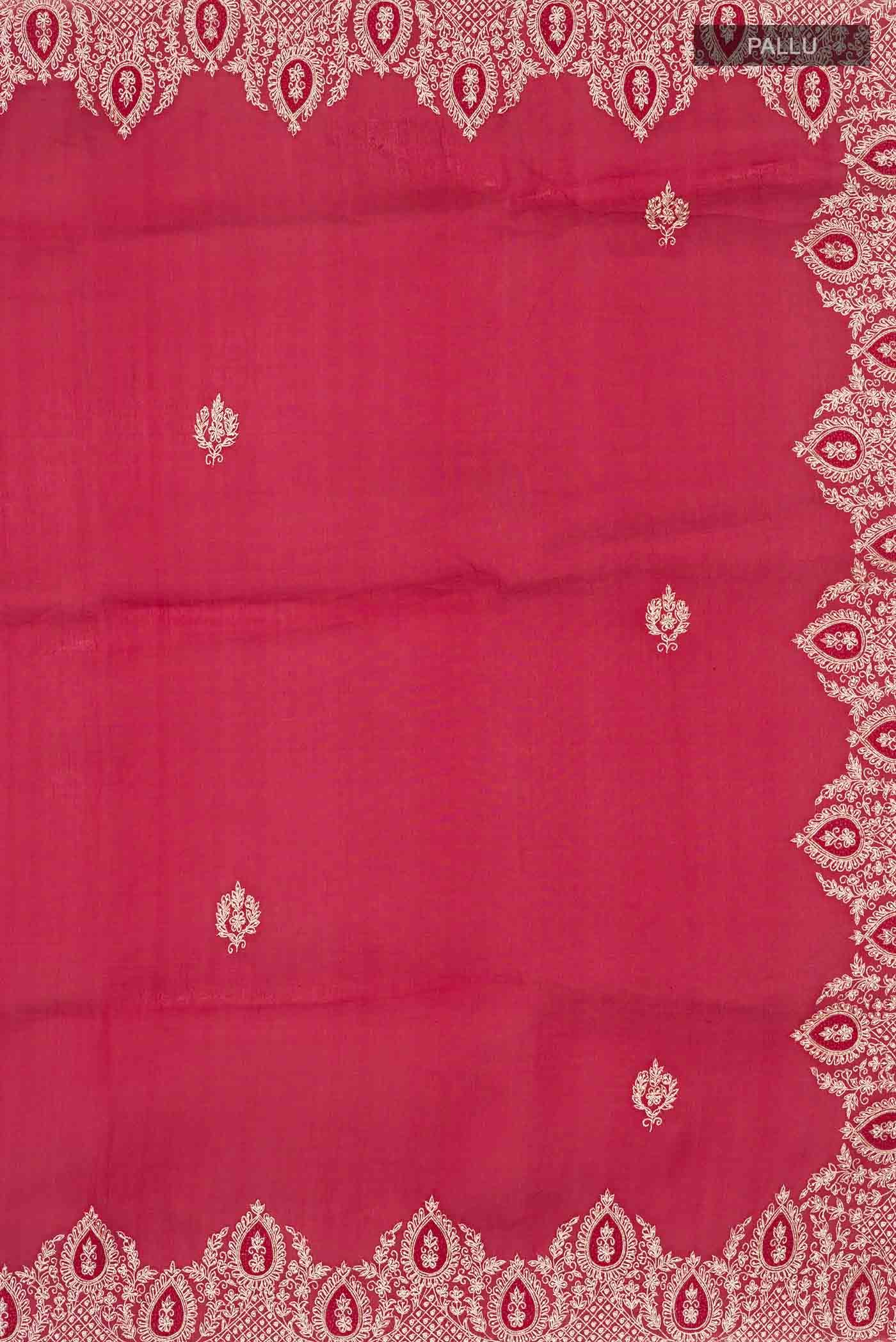 Maroon Organza Silk Saree