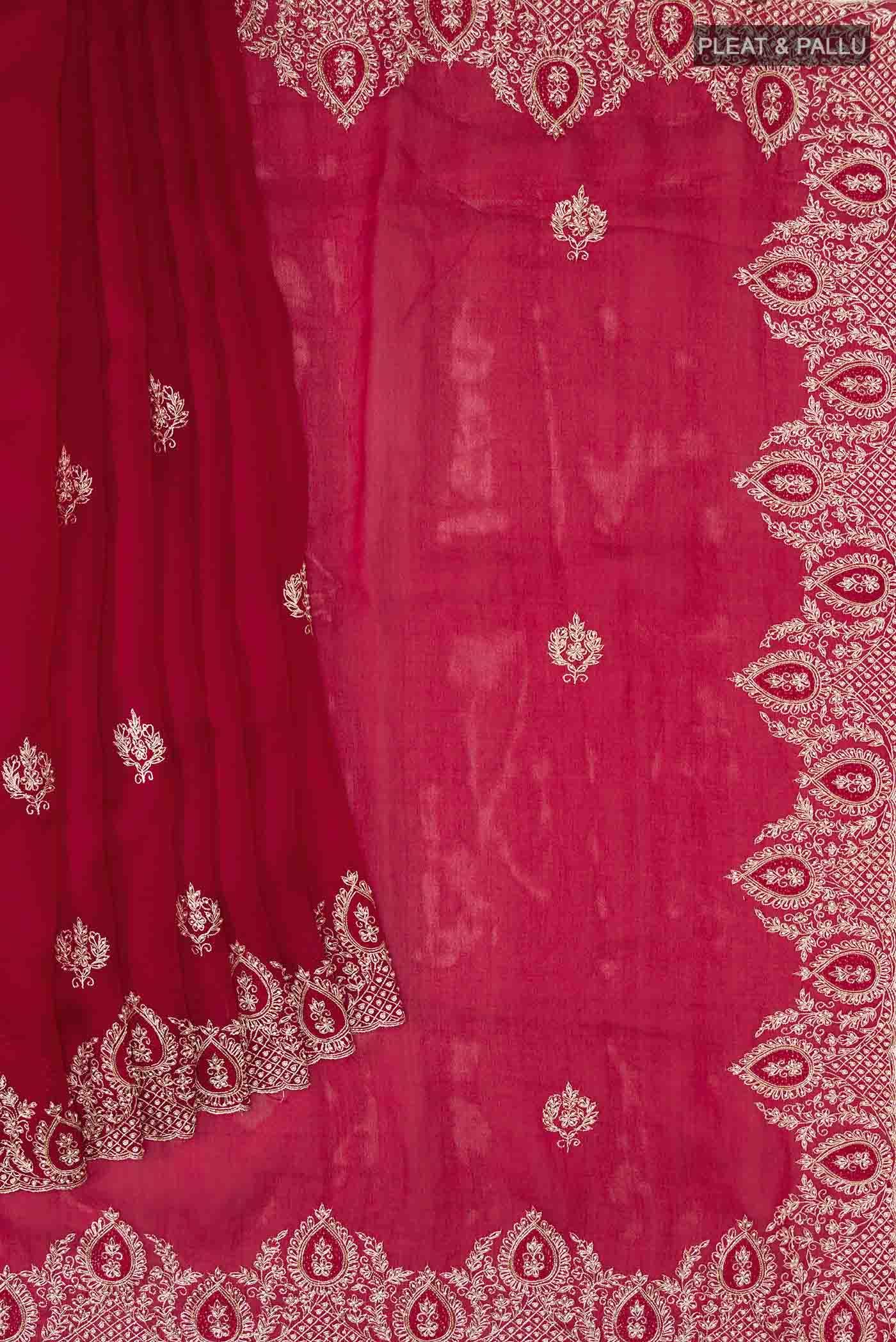 Maroon Organza Silk Saree