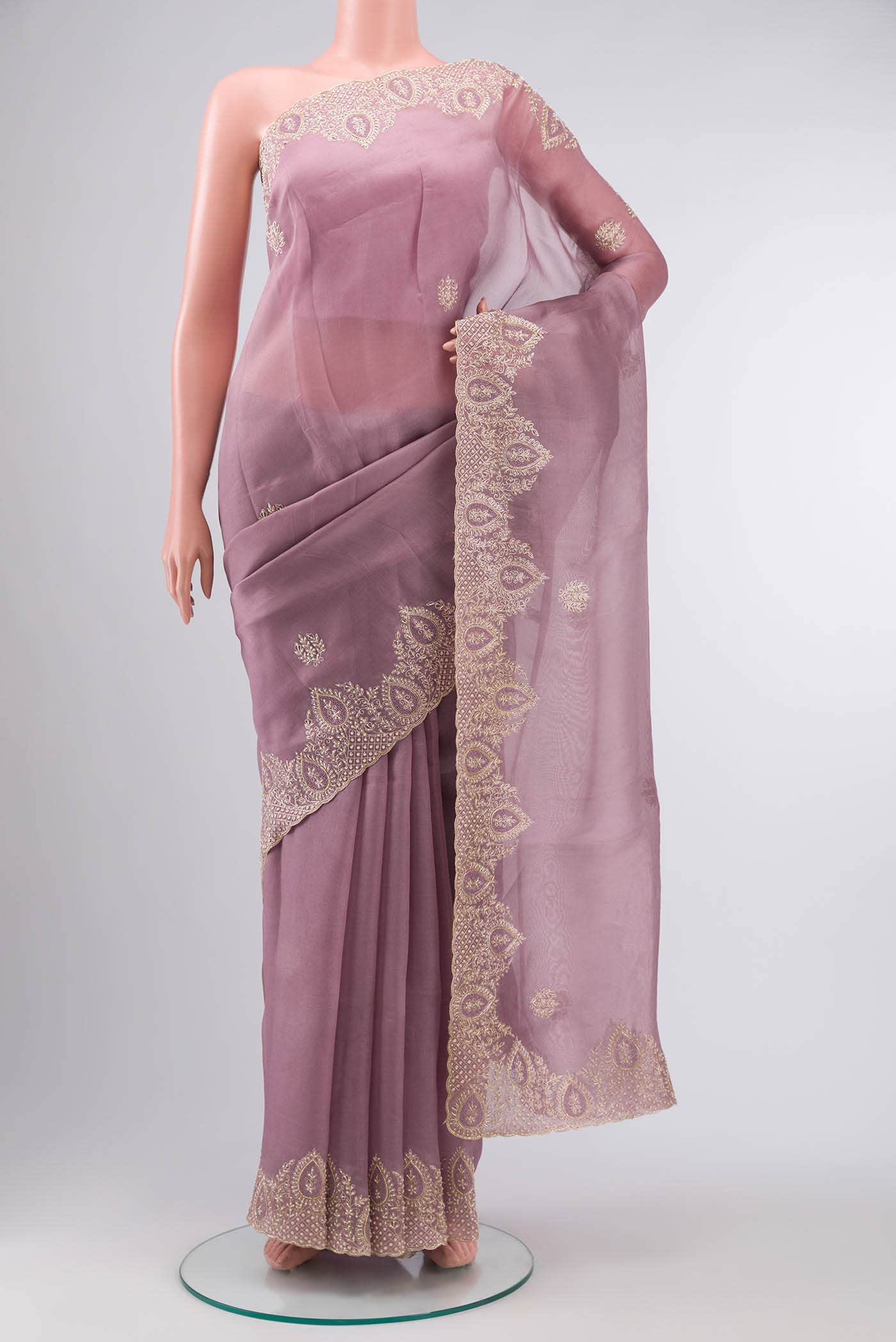 Lavender Organza Silk Saree