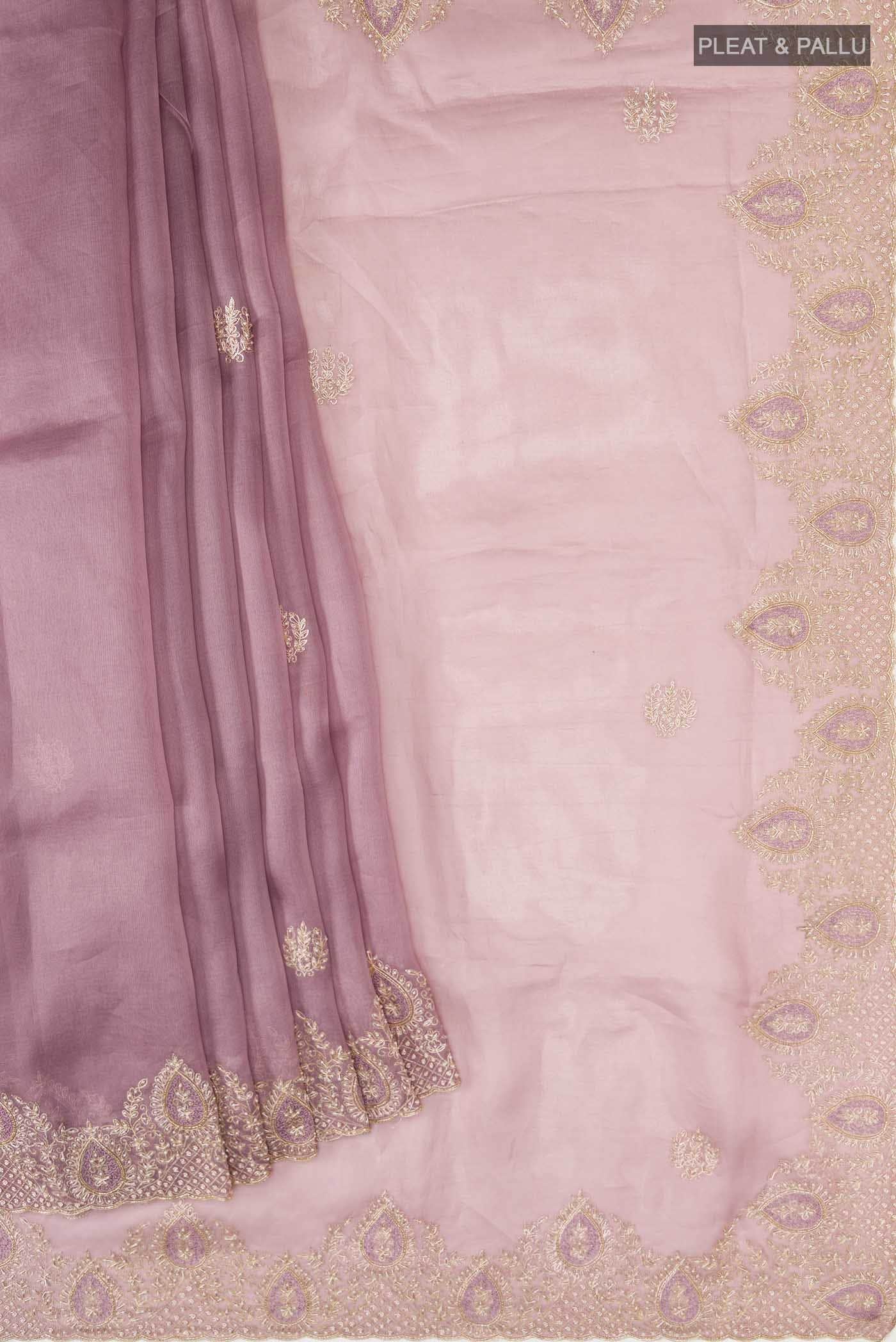 Lavender Organza Silk Saree