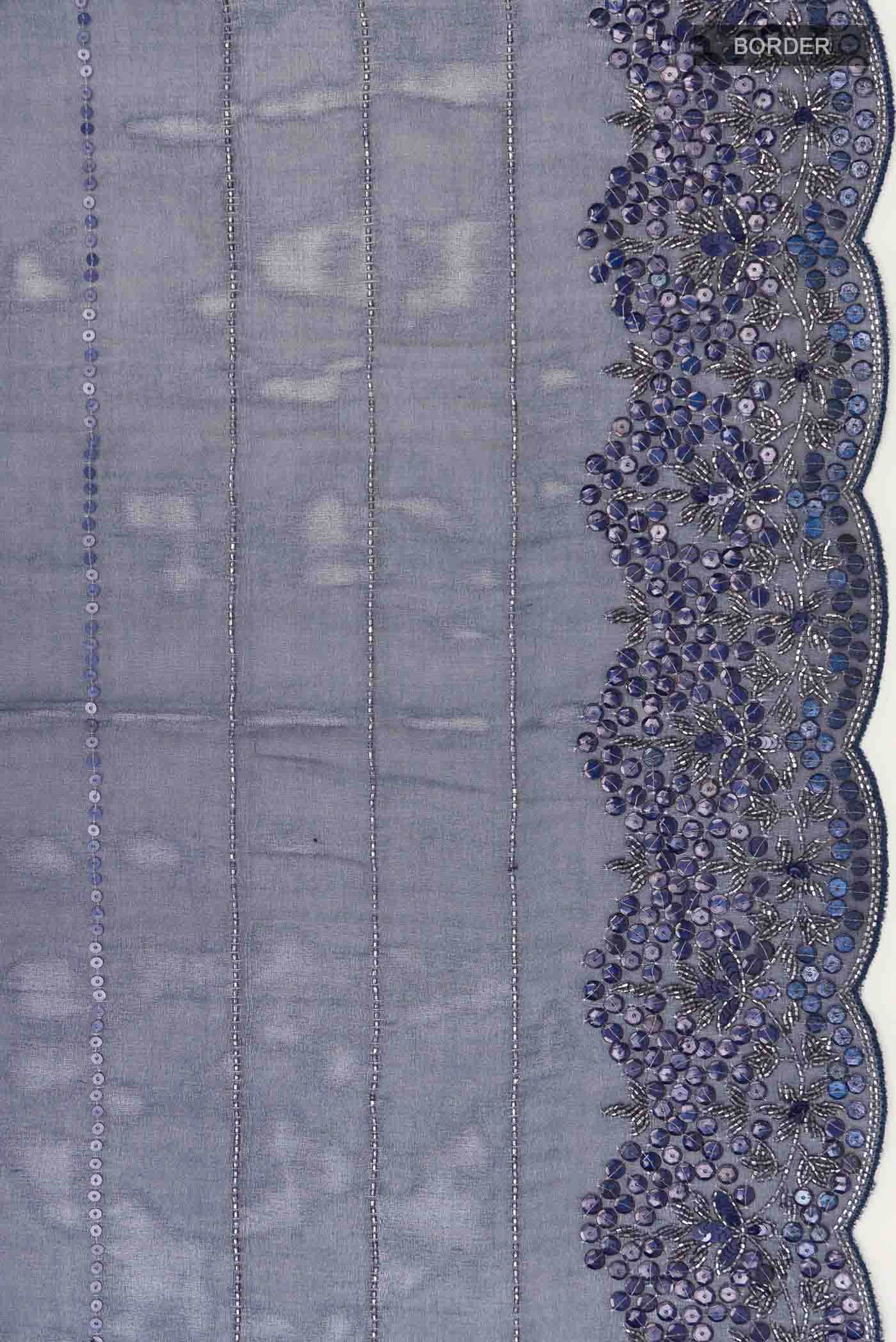 Navy Blue Organza Silk Saree