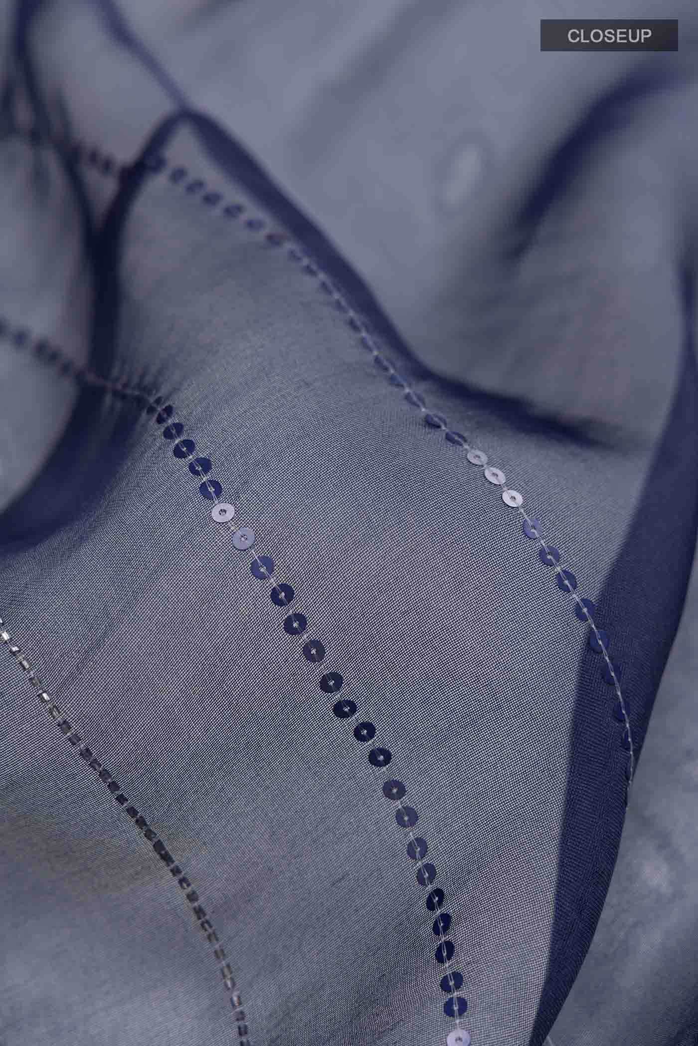 Navy Blue Organza Silk Saree