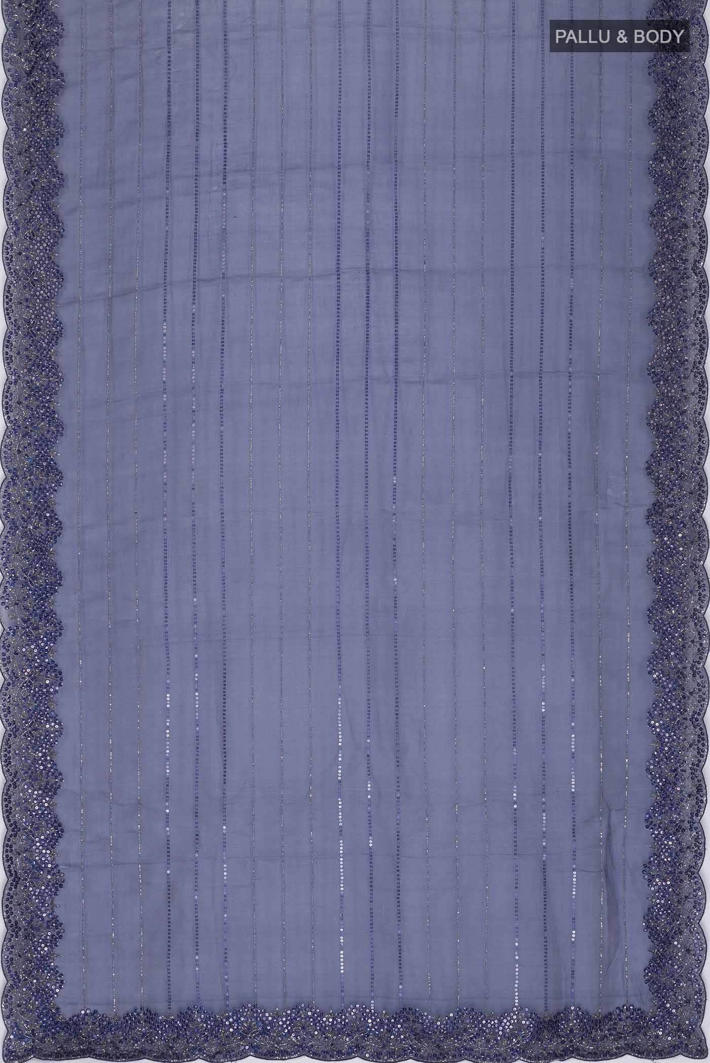 Navy Blue Organza Silk Saree