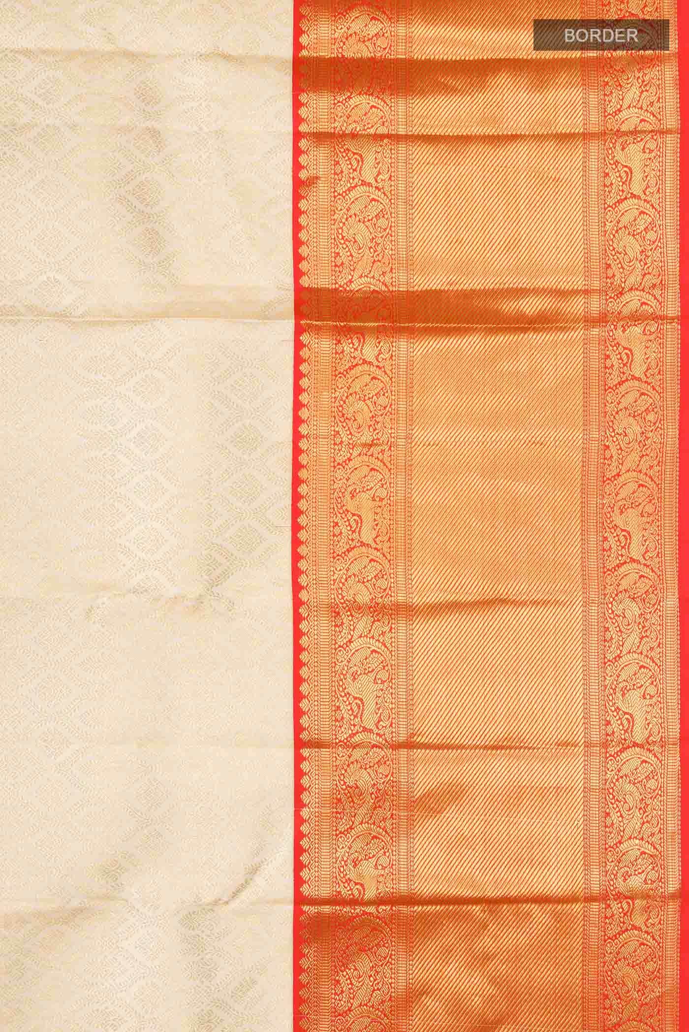 Cream Kanchipuram Silk Saree