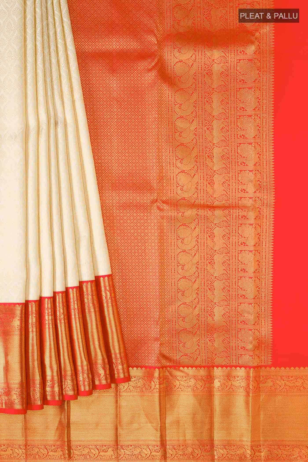 Cream Kanchipuram Silk Saree