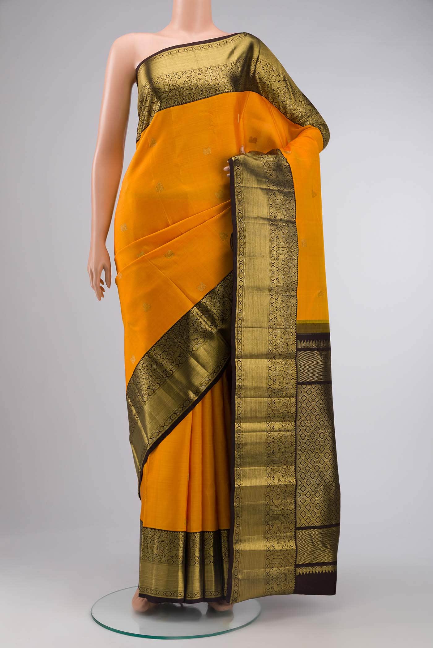 Orange Kanchipuram Silk Saree