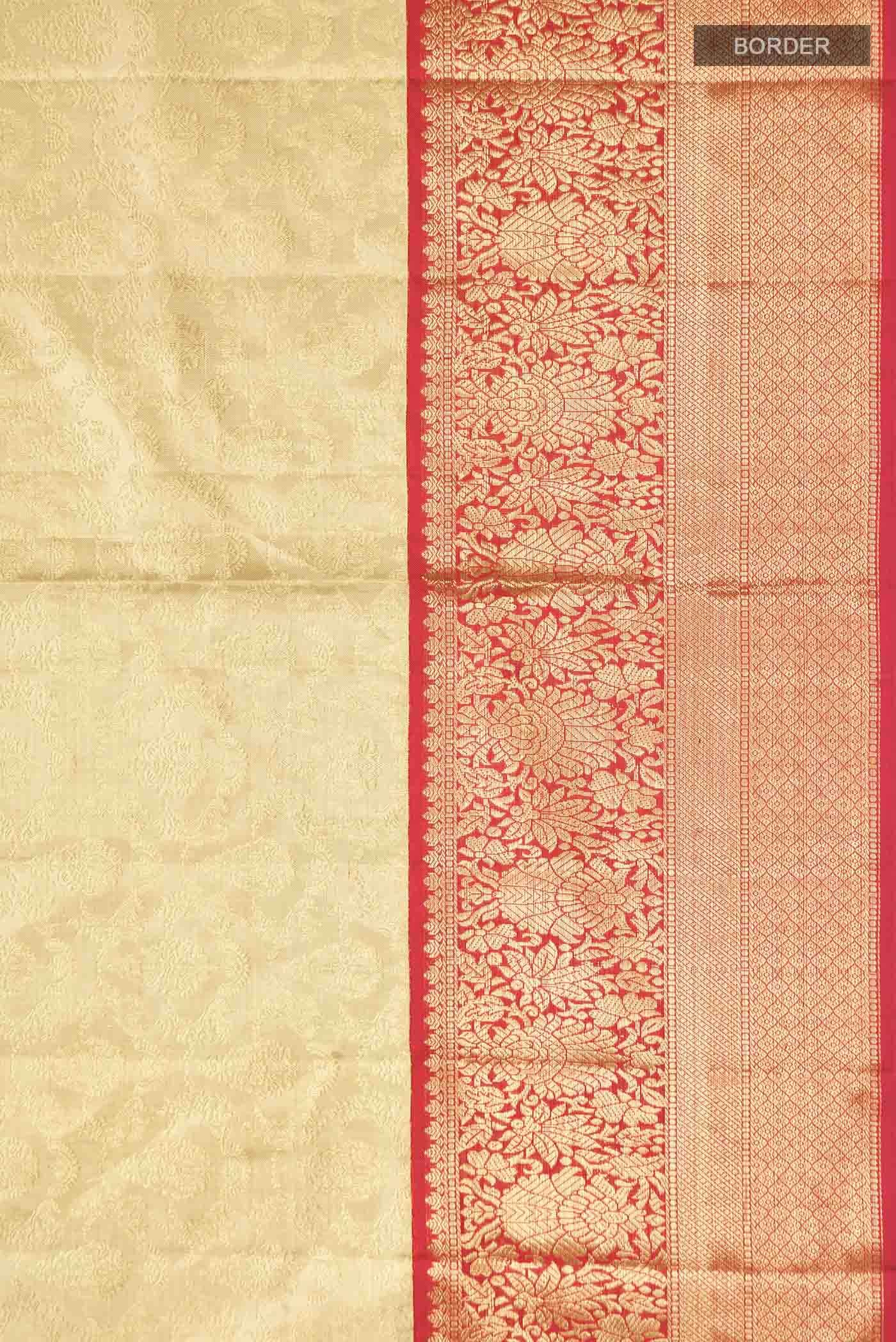 Beige Kanchipuram Silk Saree