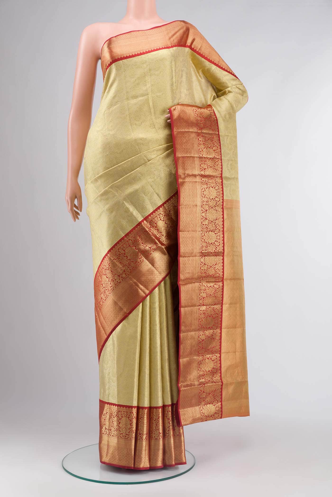 Beige Kanchipuram Silk Saree