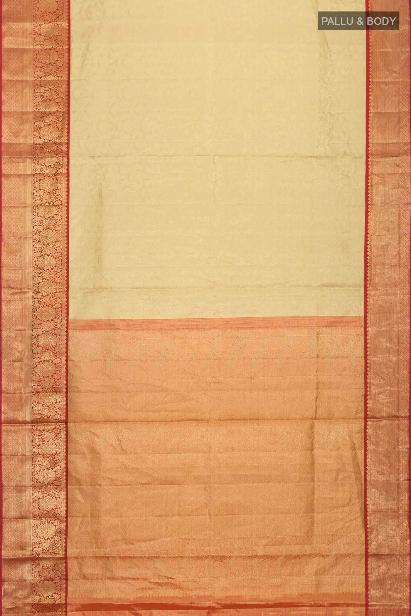 Beige Kanchipuram Silk Saree