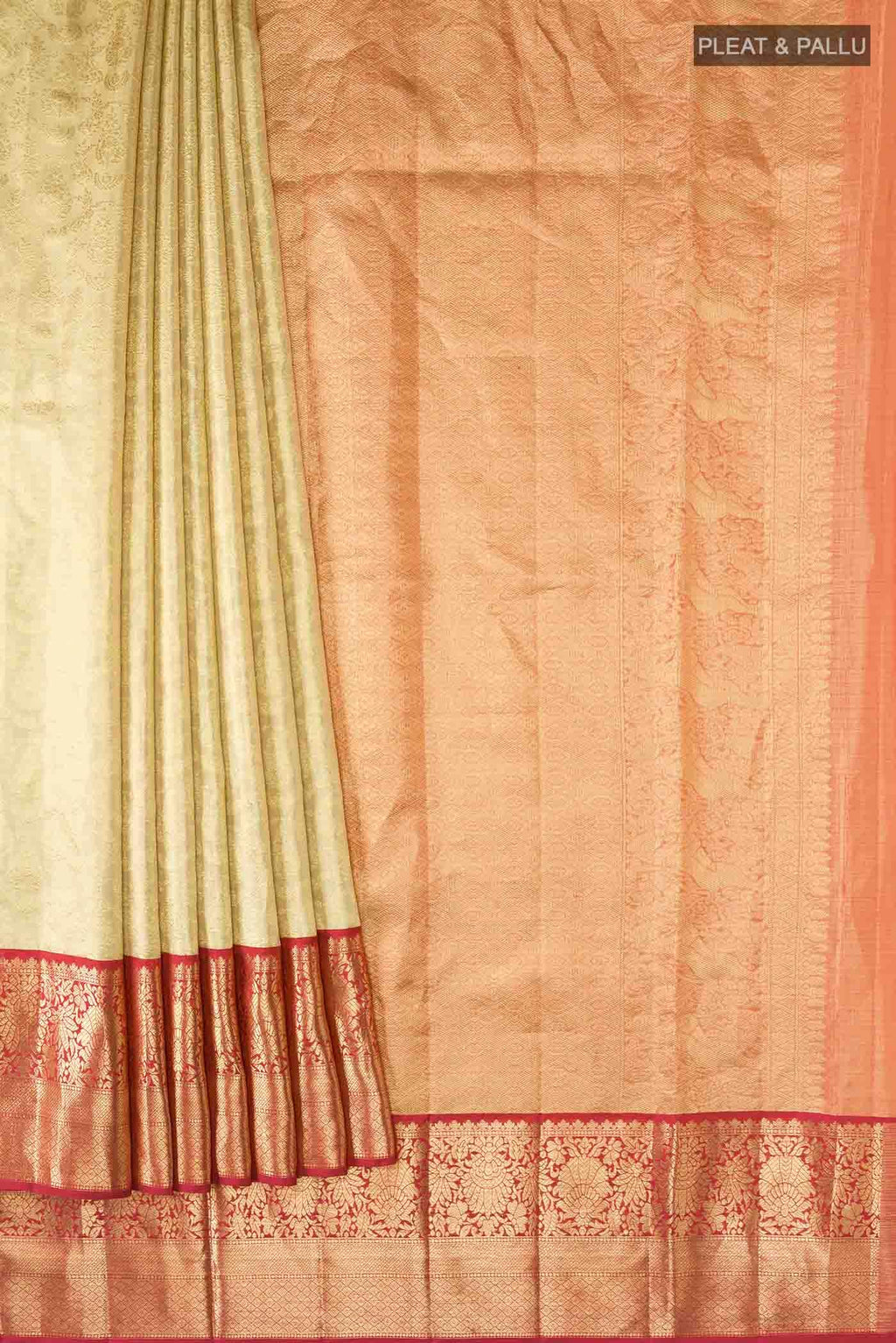 Beige Kanchipuram Silk Saree