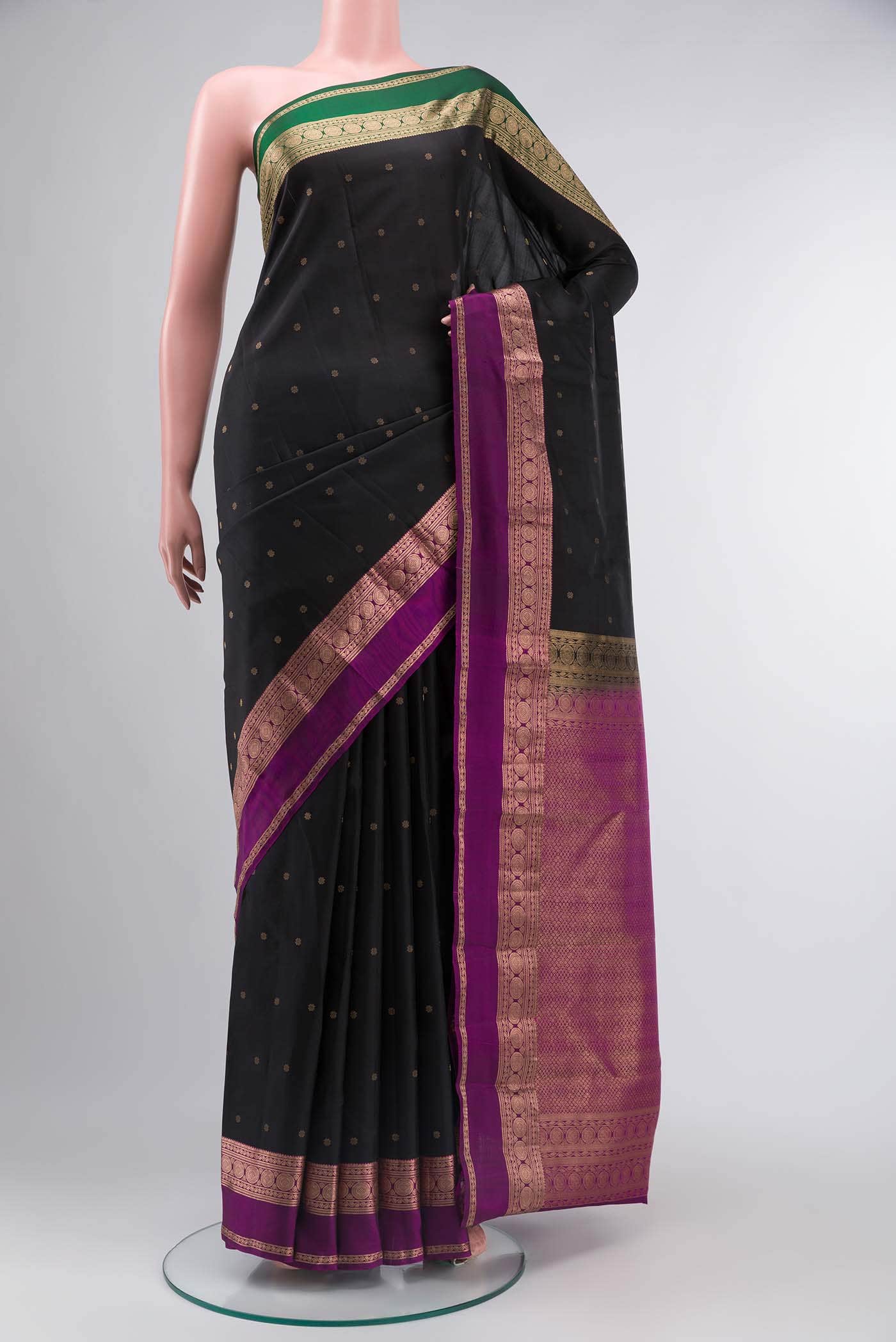 Black Dual Tone Kanchipuram Silk Saree
