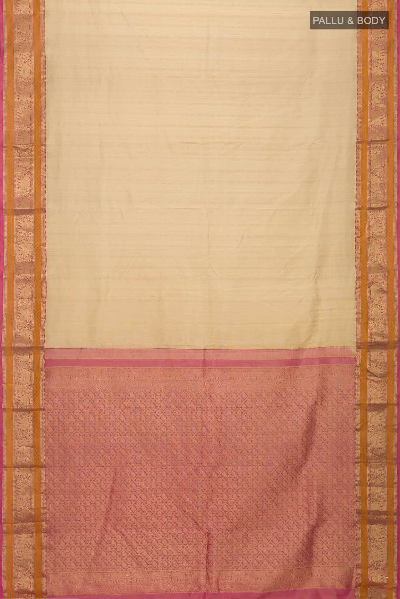 Beige Kanchipuram Silk Saree