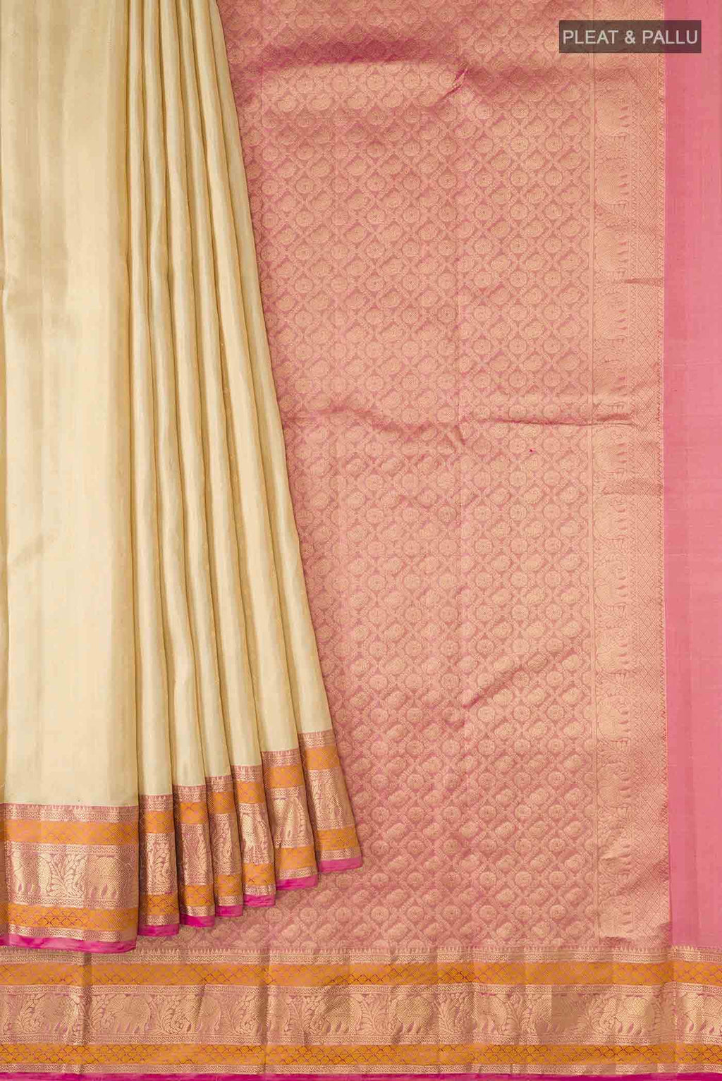 Beige Kanchipuram Silk Saree