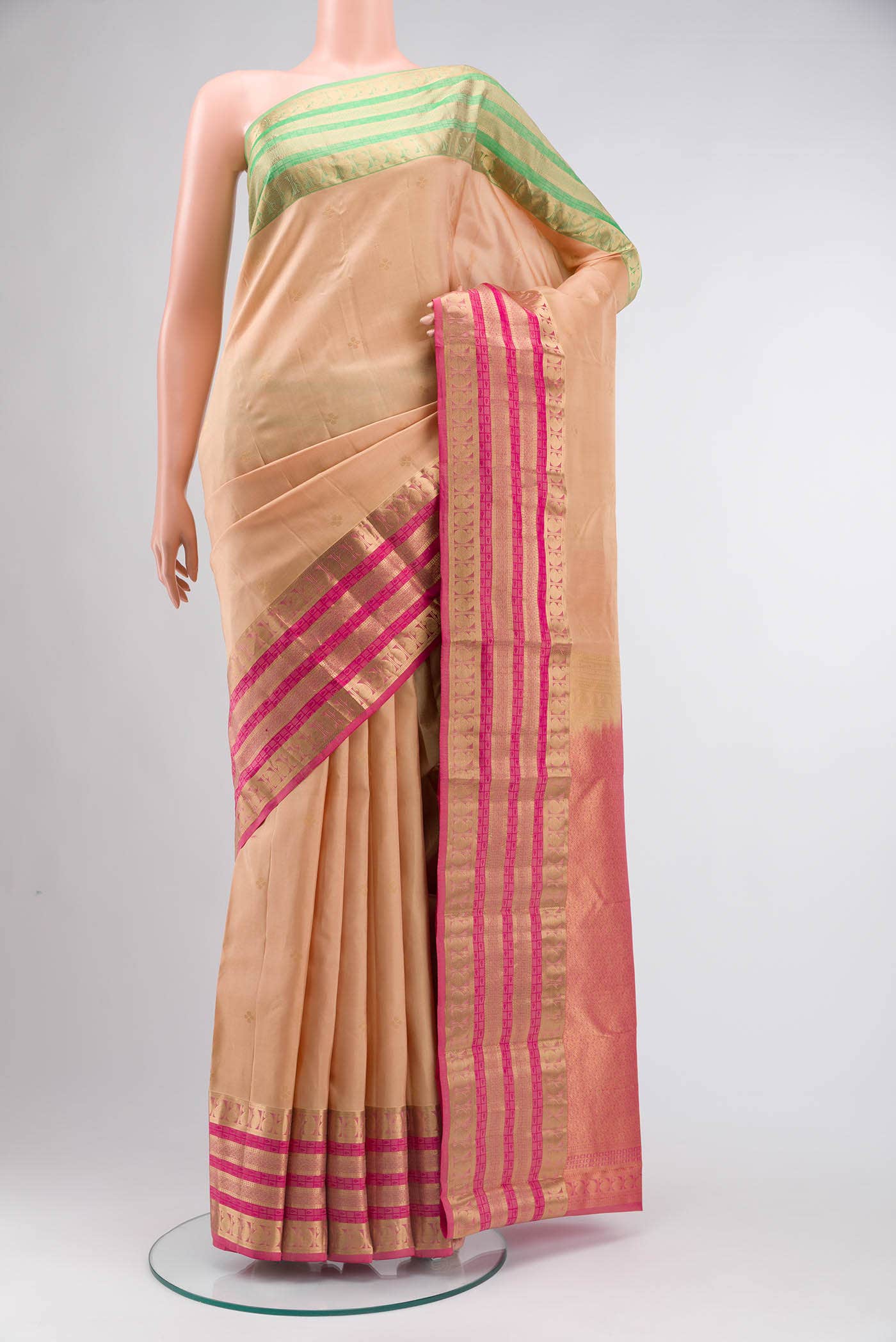 Beige Kanchipuram Silk Saree