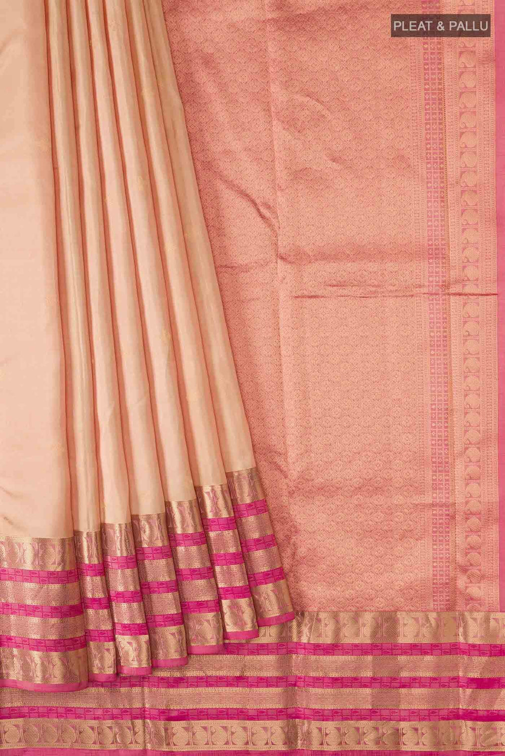 Beige Kanchipuram Silk Saree