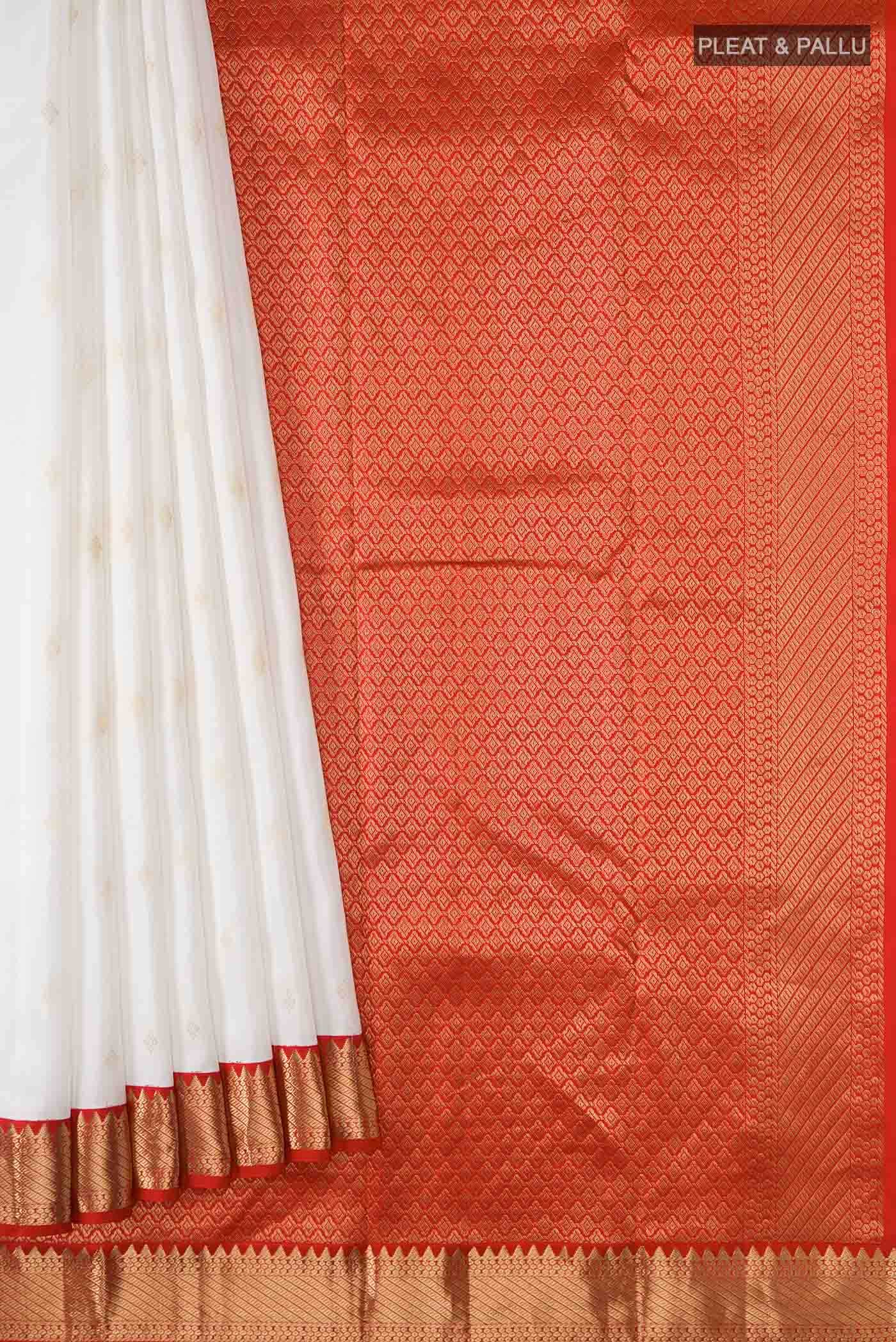 White Kanchipuram Silk Saree