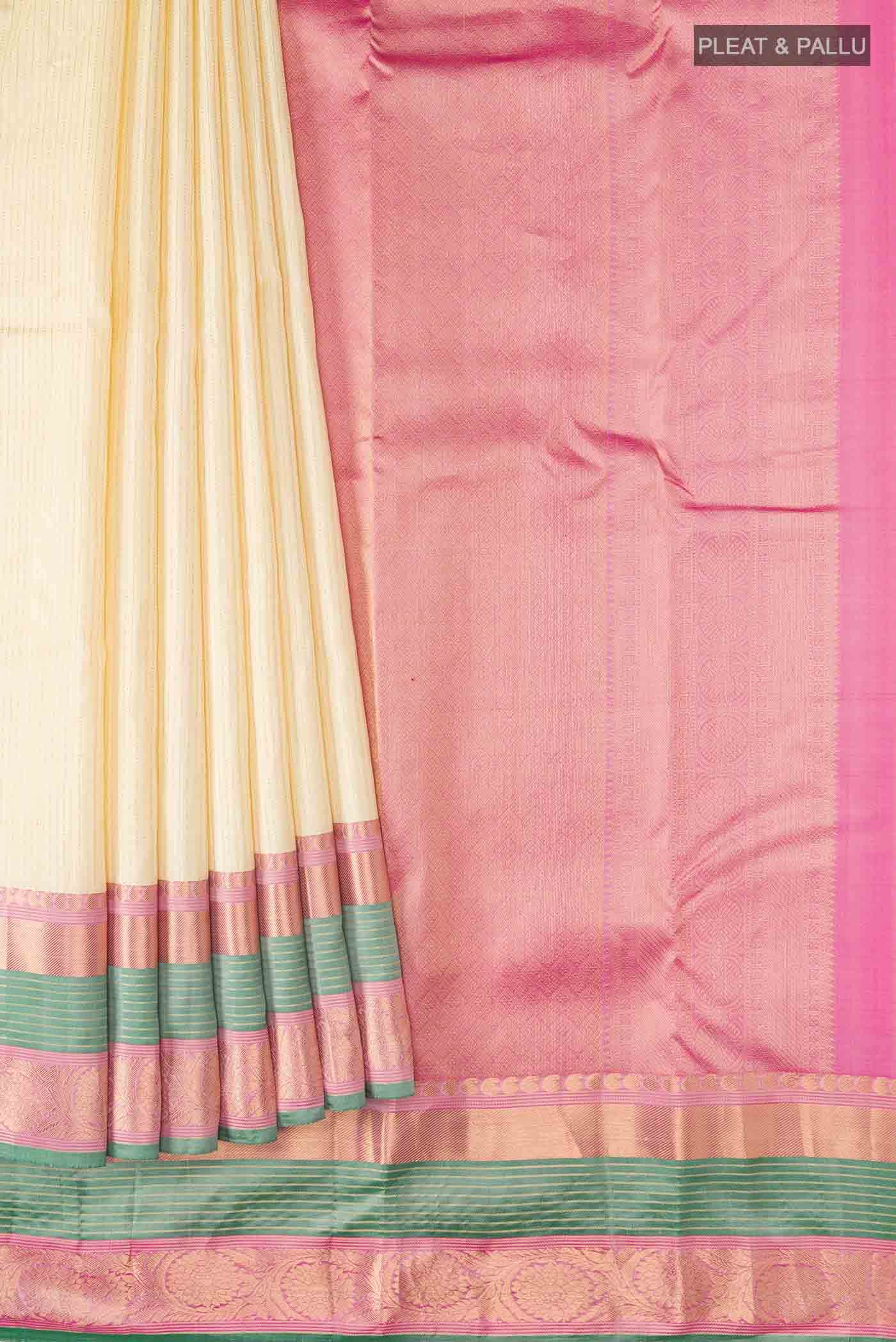 Cream Kanchipuram Silk Saree