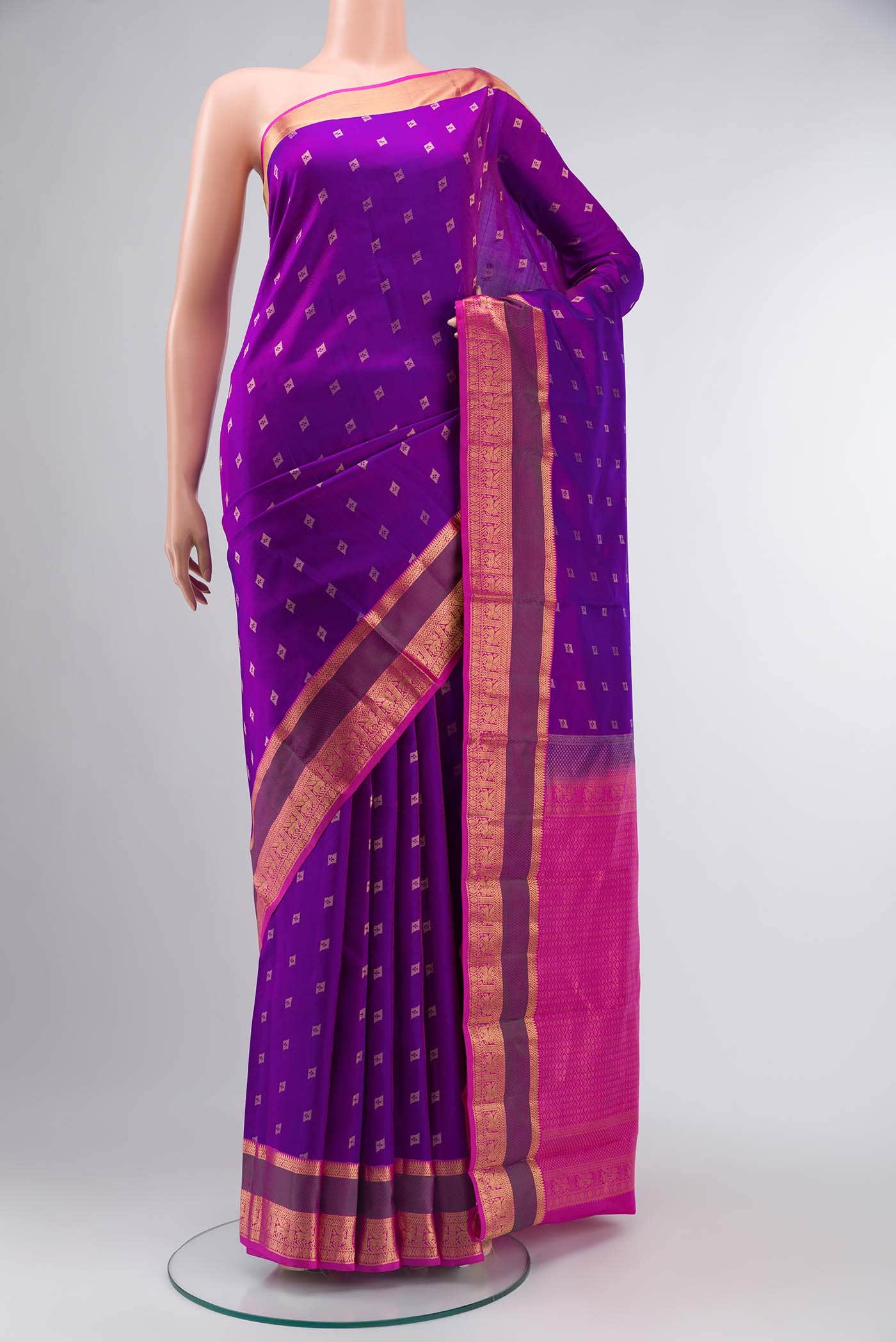 Purple Dual Tone Kanchipuram Silk Saree