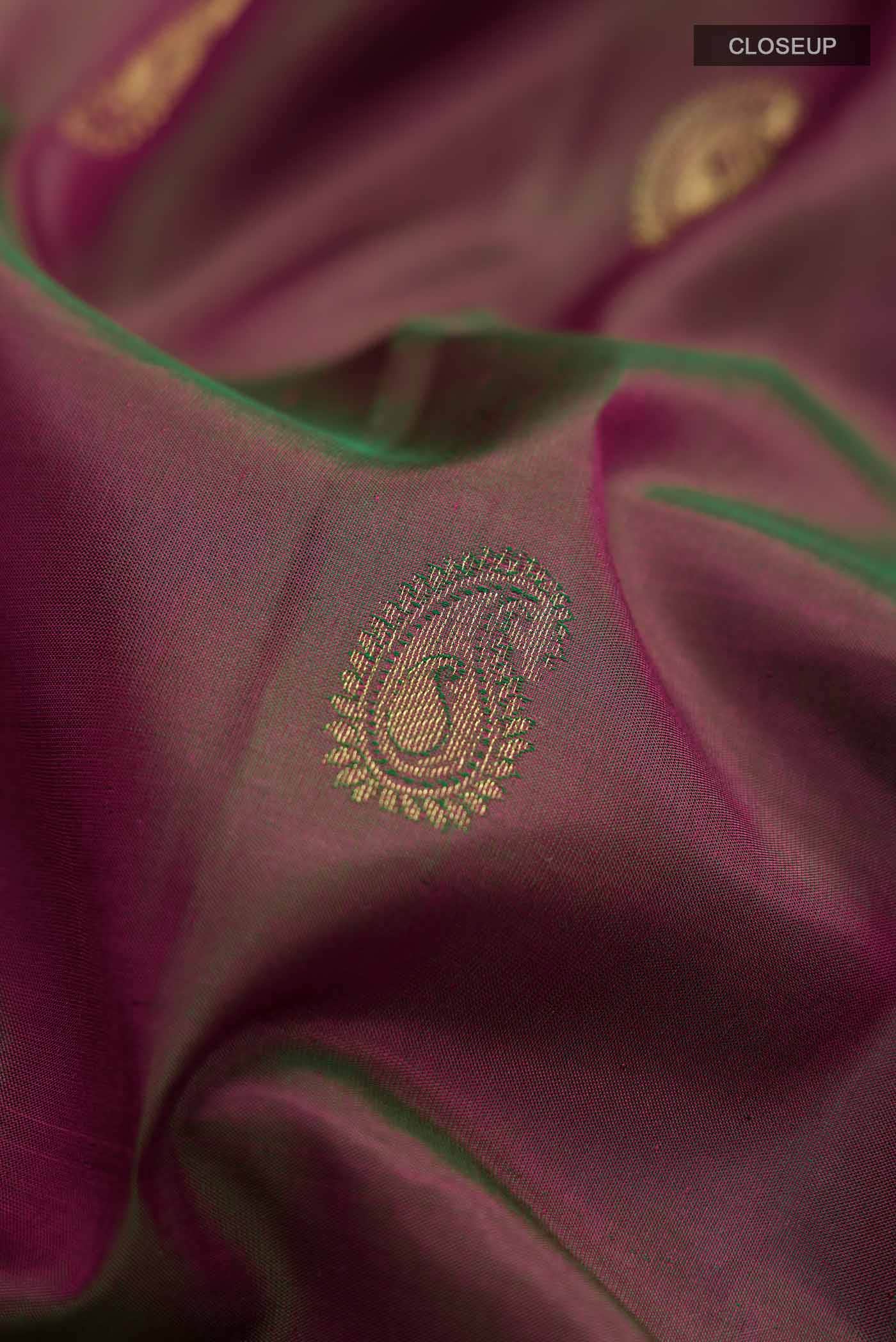 Green with Pink Dual Tone Kanchipuram Silk Saree