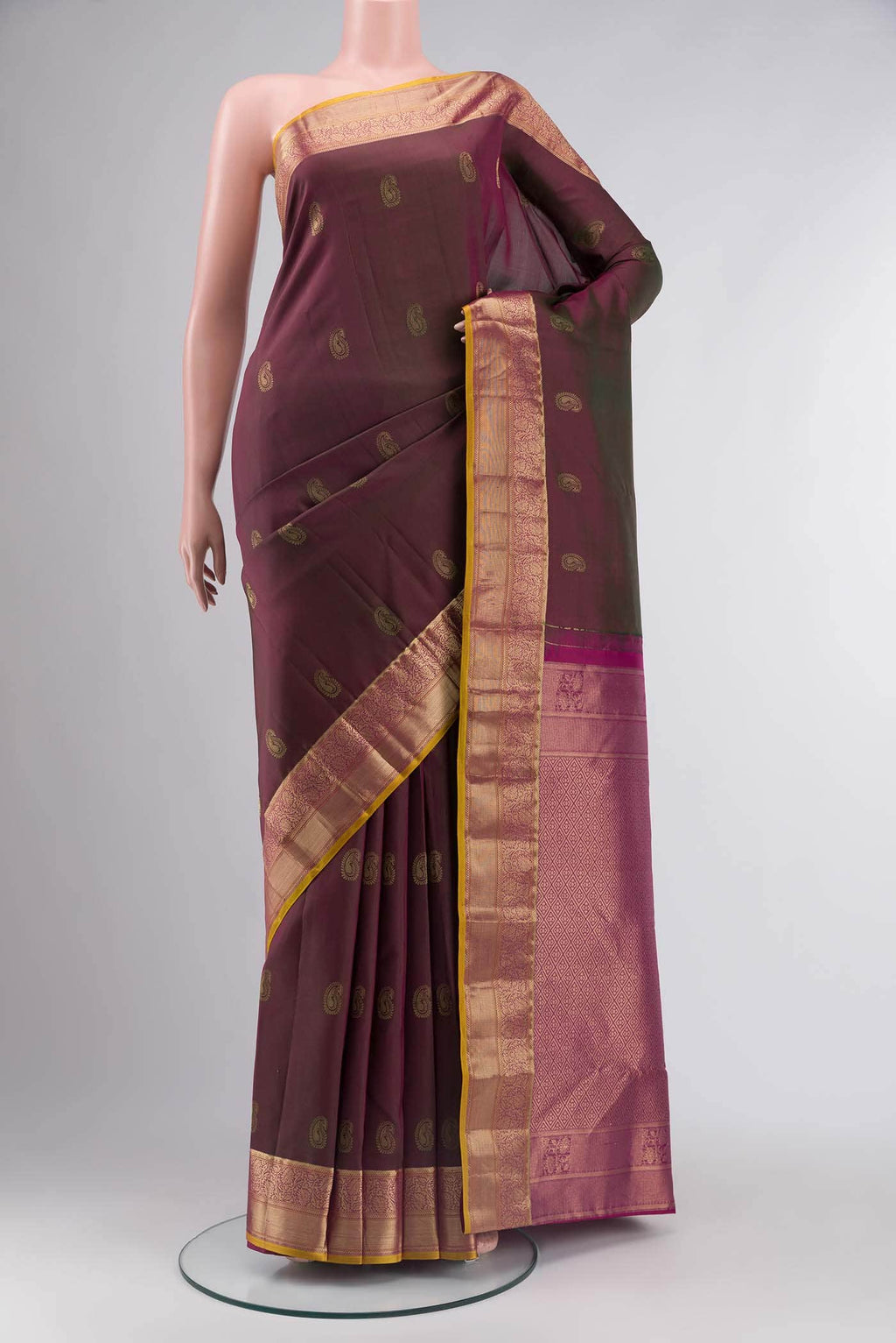 Green with Pink Dual Tone Kanchipuram Silk Saree