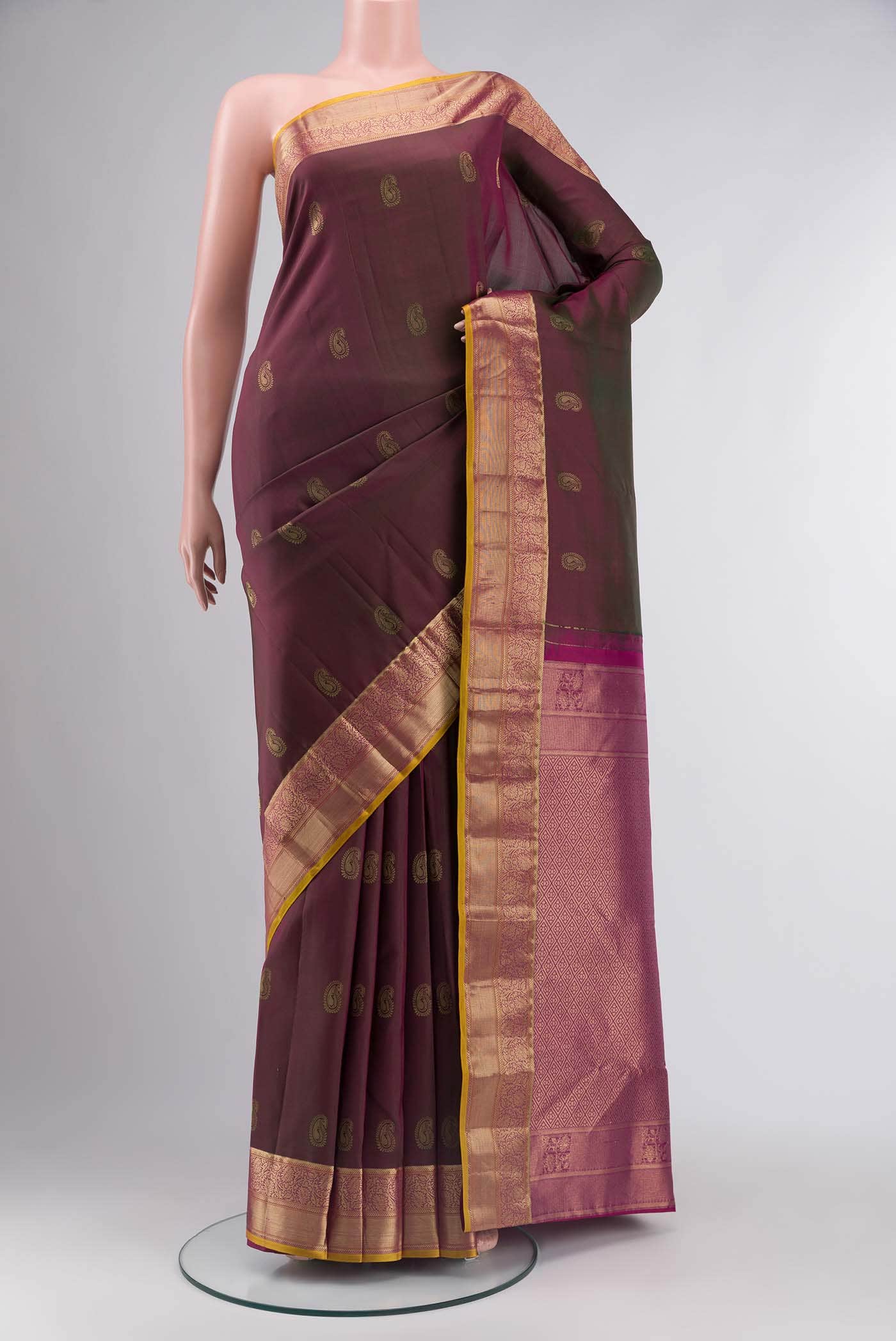 Green with Pink Dual Tone Kanchipuram Silk Saree