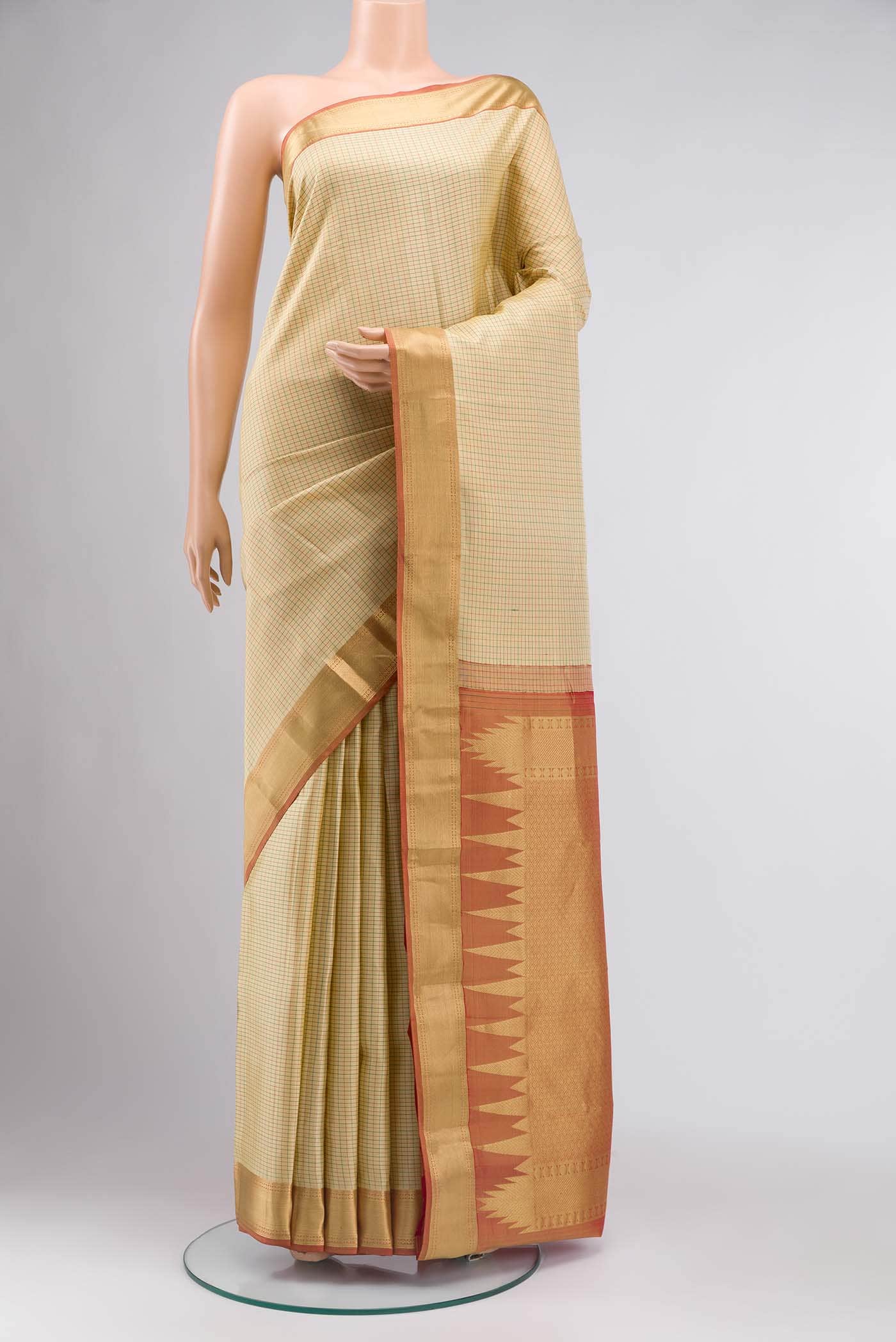 Sandal Kanchipuram Silk Saree
