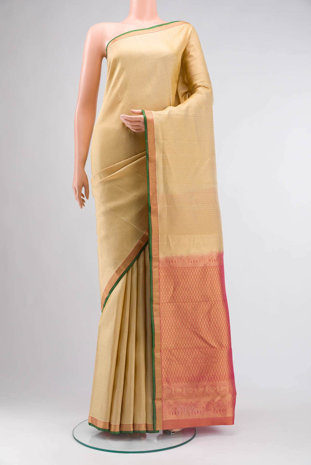 Beige Kanchipuram Silk Saree