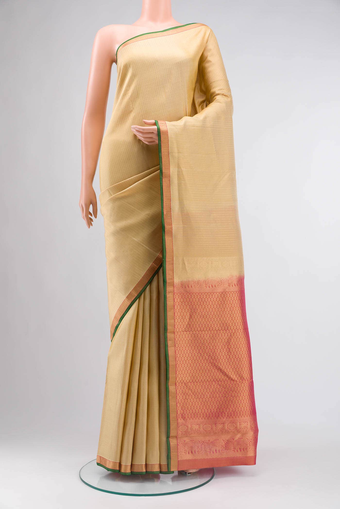 Beige Kanchipuram Silk Saree