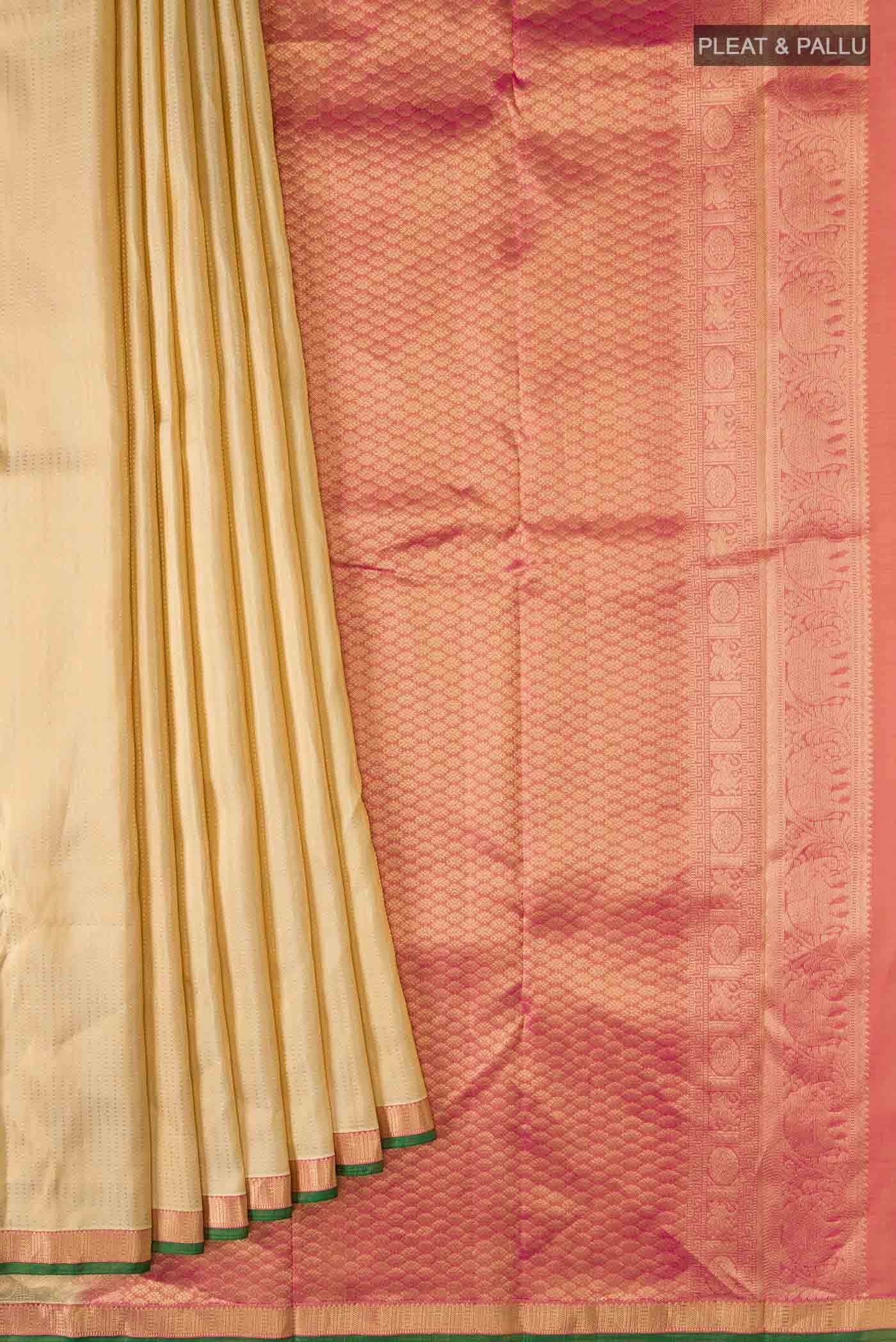 Beige Kanchipuram Silk Saree