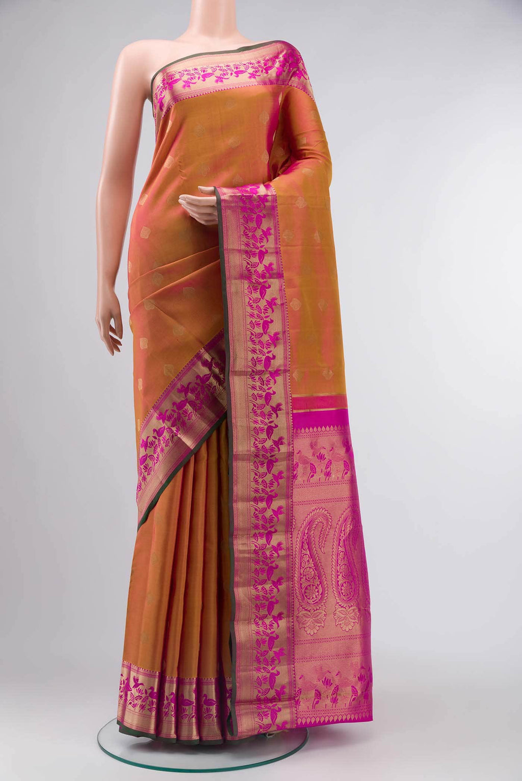 Pink Dual Tone Kanchipuram Silk Saree