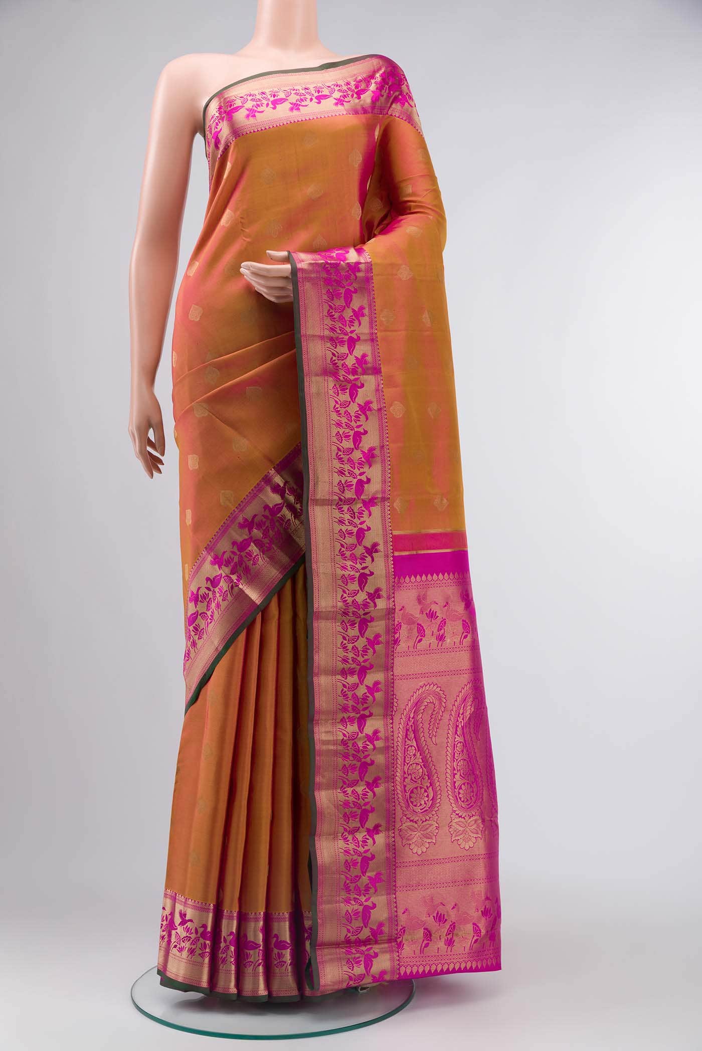 Pink Dual Tone Kanchipuram Silk Saree