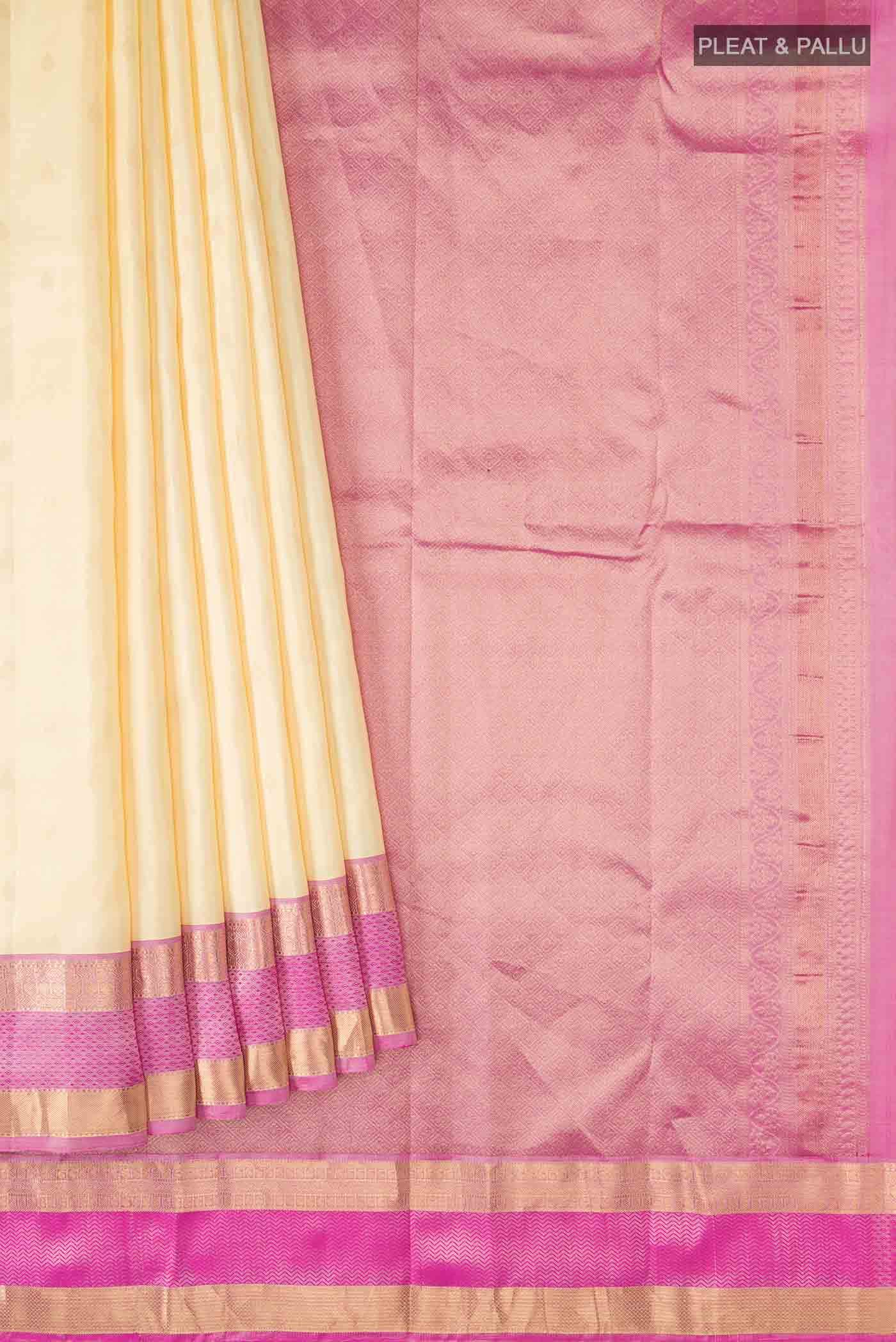 Cream Kanchipuram Silk Saree