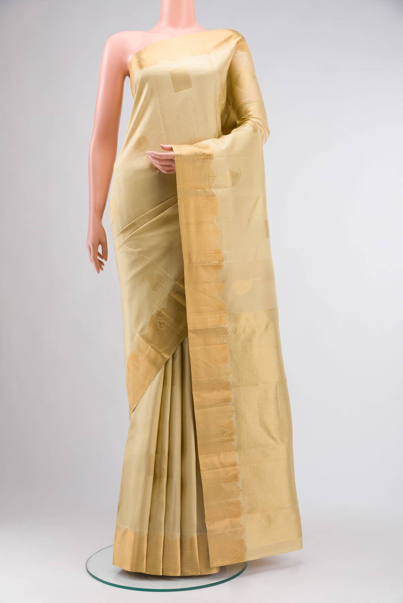 Beige Kanchipuram Silk Saree