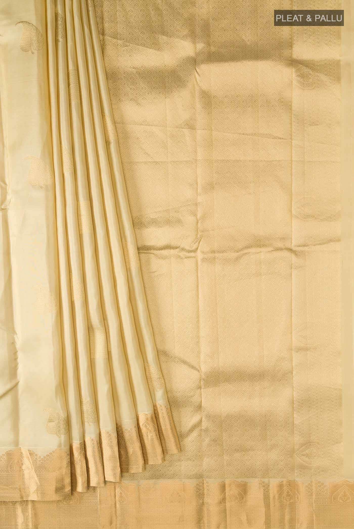 Beige Kanchipuram Silk Saree