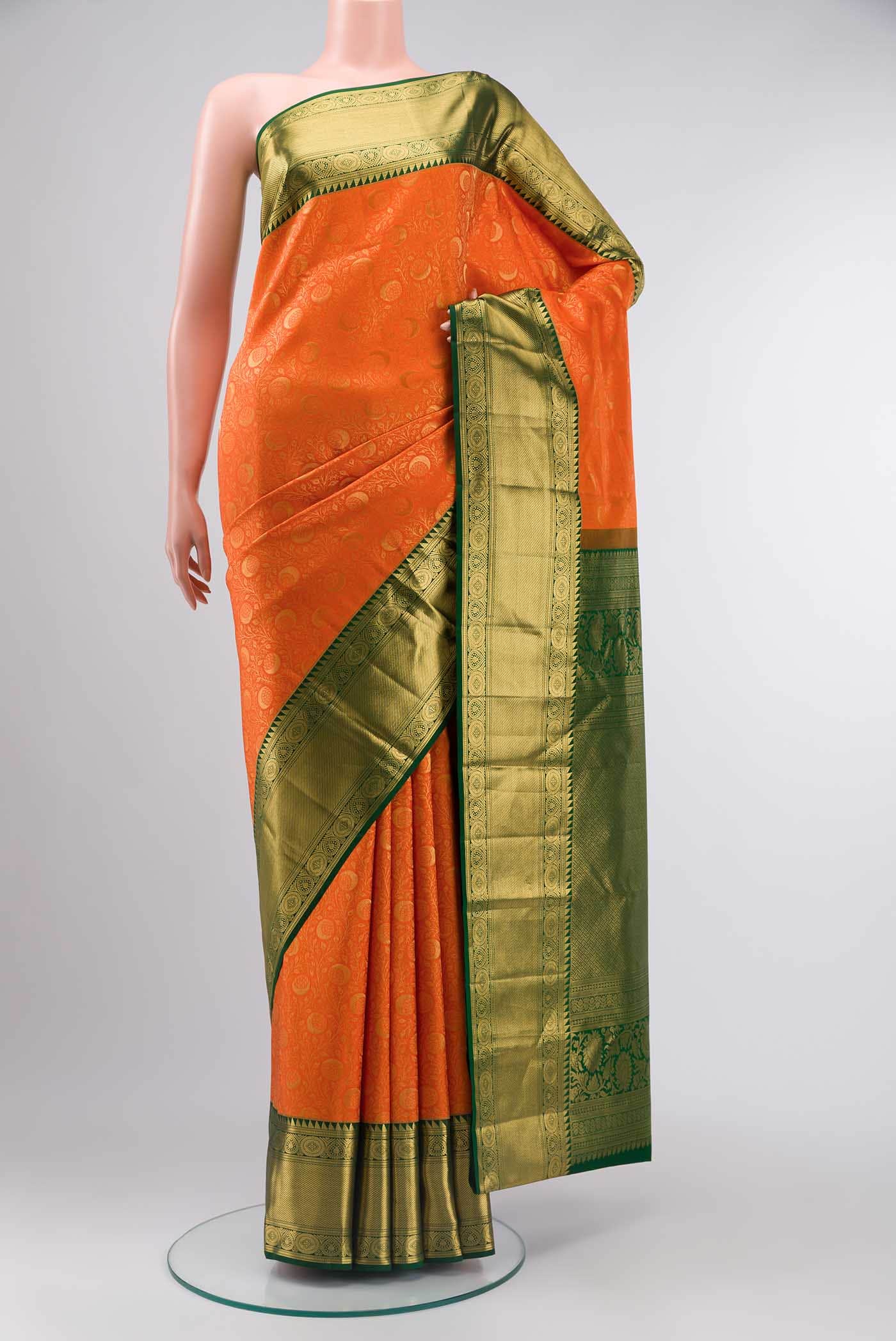 Orange Kanchipuram Silk Saree