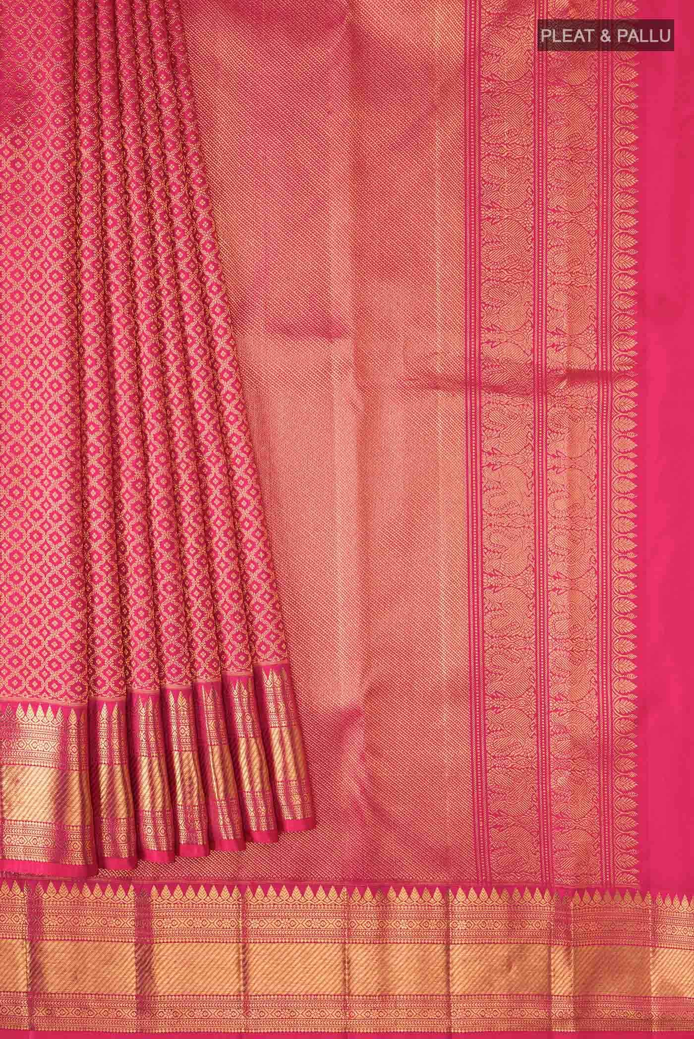 Dark Pink Kanchipuram Silk Saree