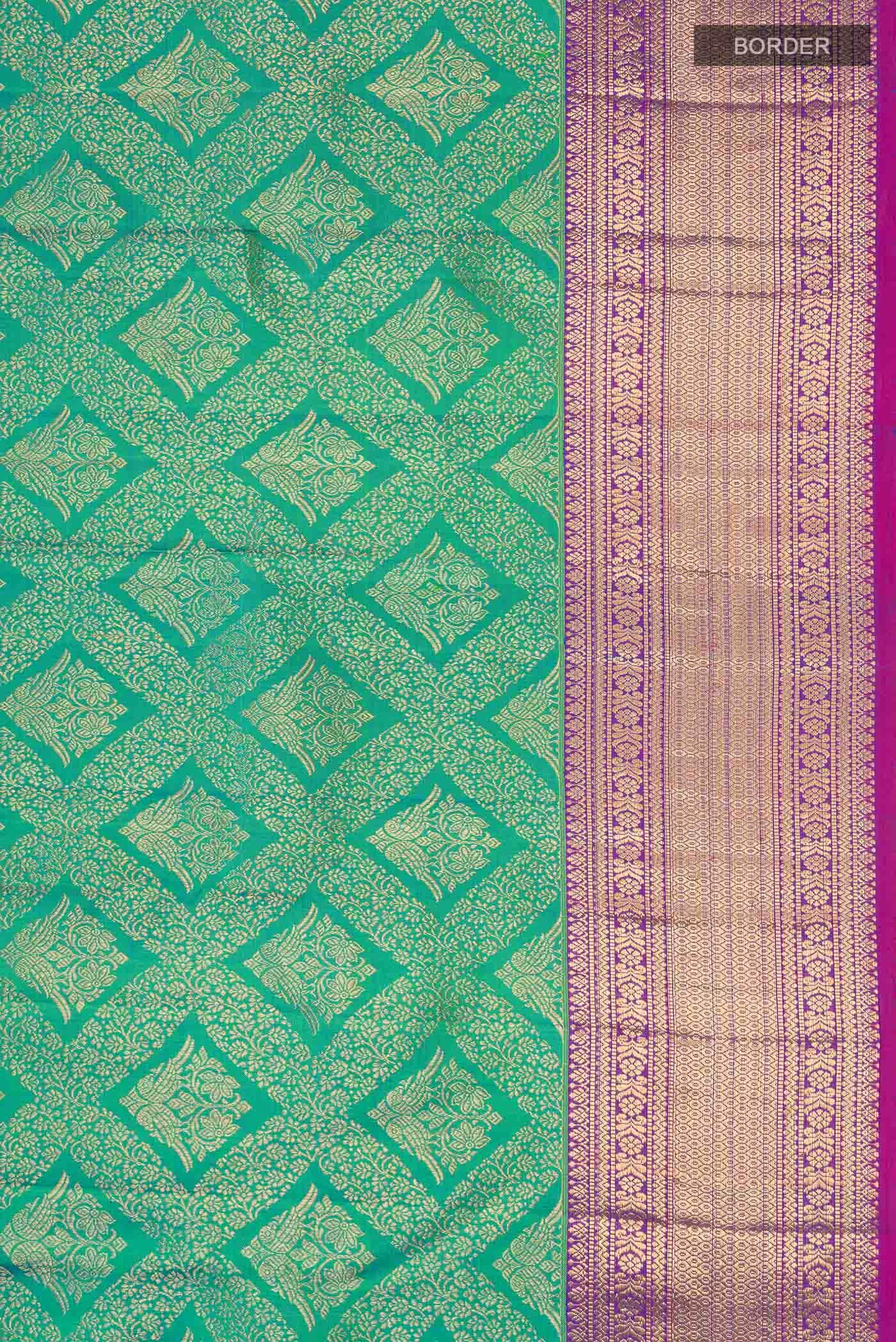 Blue with Green Dual Tone Kanchipuram Silk Saree