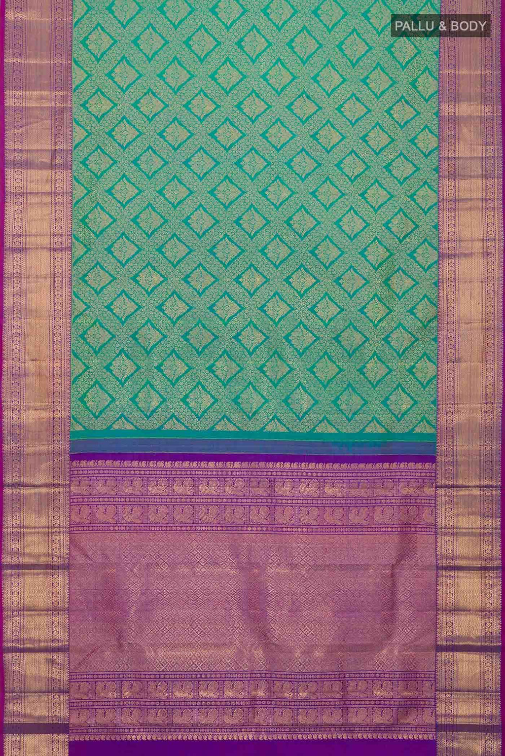 Blue with Green Dual Tone Kanchipuram Silk Saree