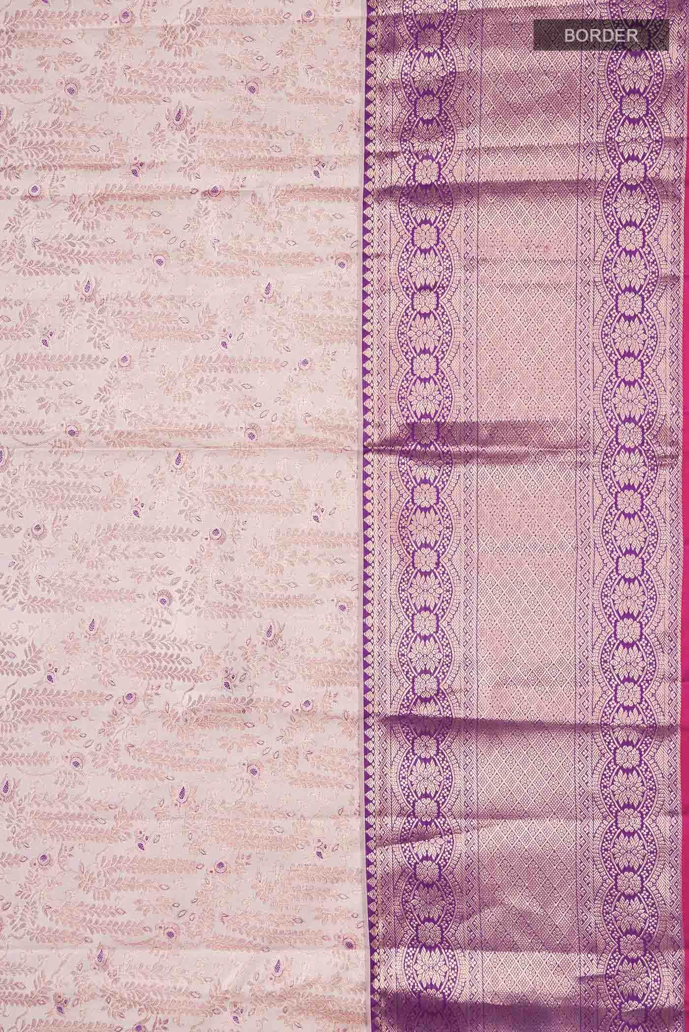 Off White Kanchipuram Silk Saree