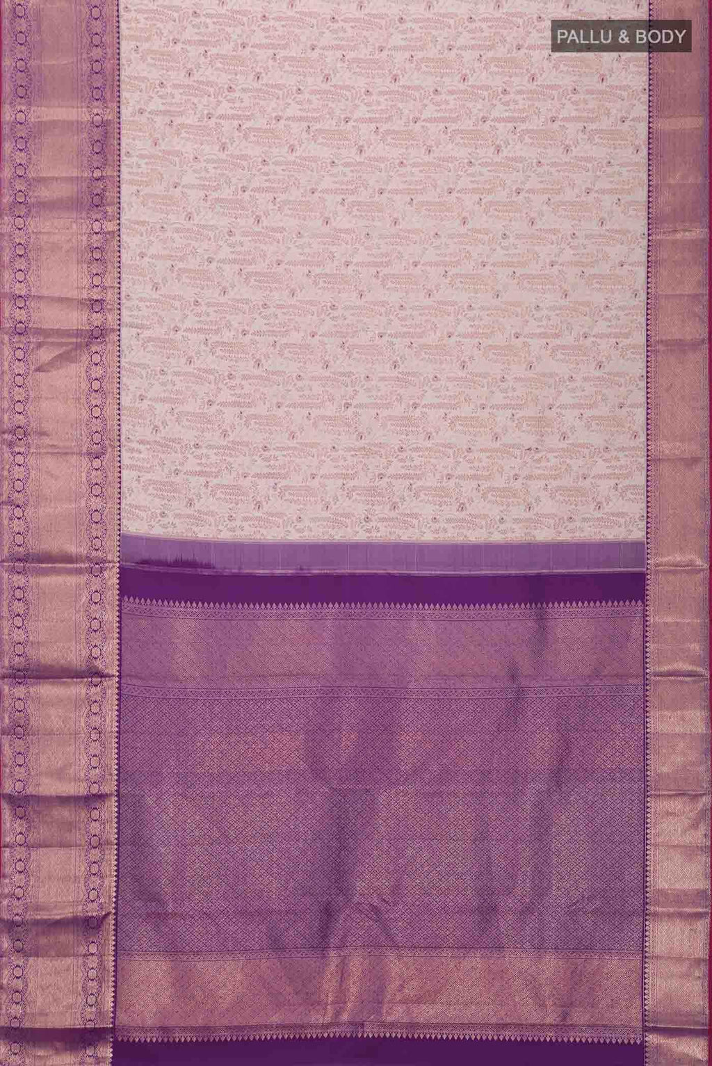 Off White Kanchipuram Silk Saree